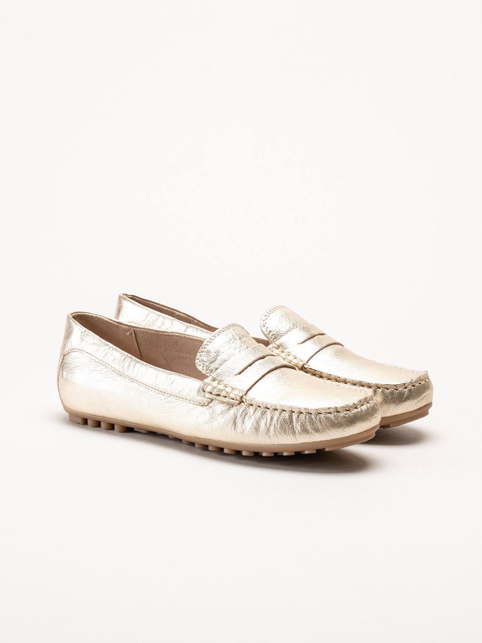 Caprice - Guldiga loafers i skinn