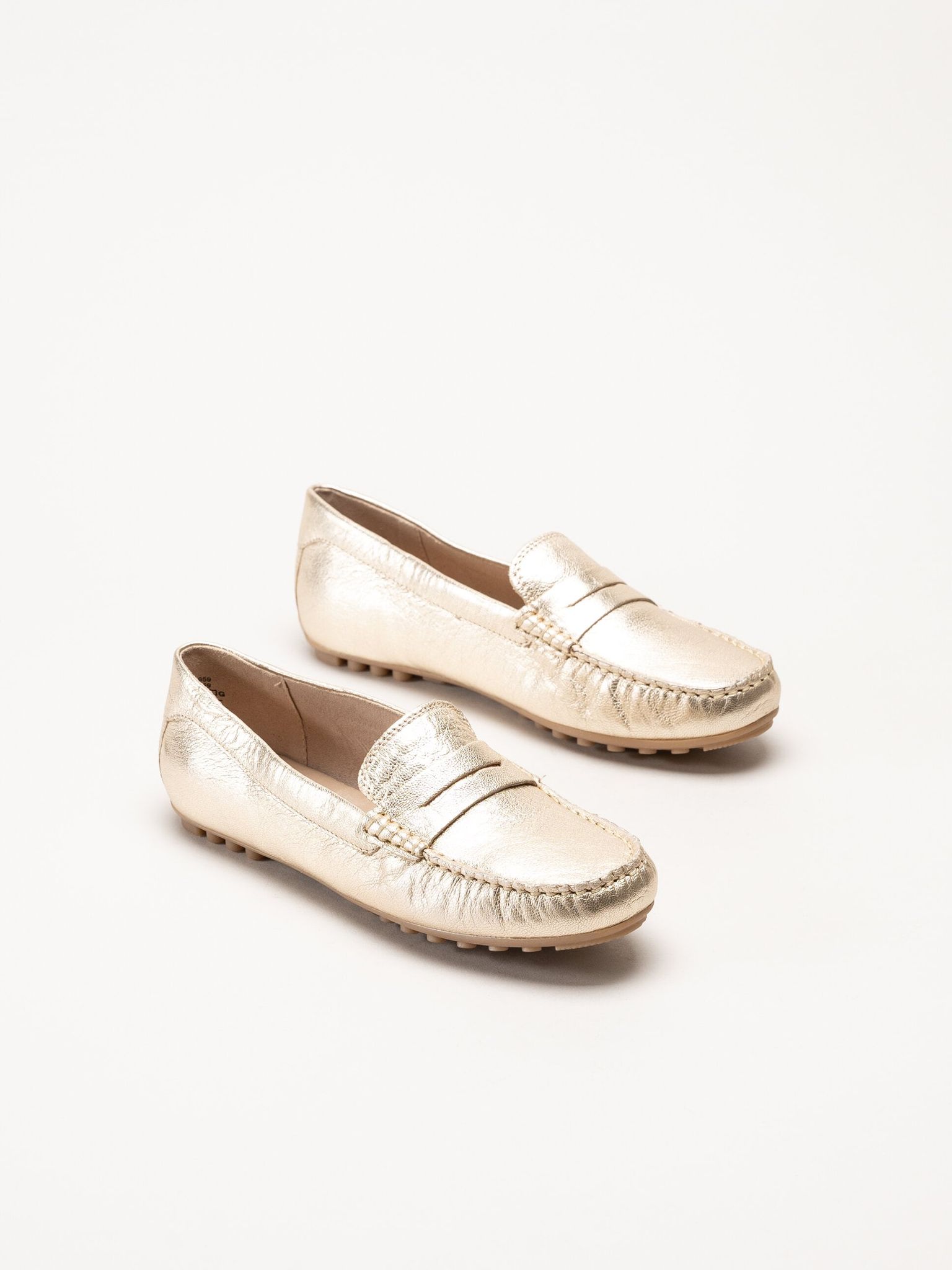 Caprice - Guldiga loafers i skinn