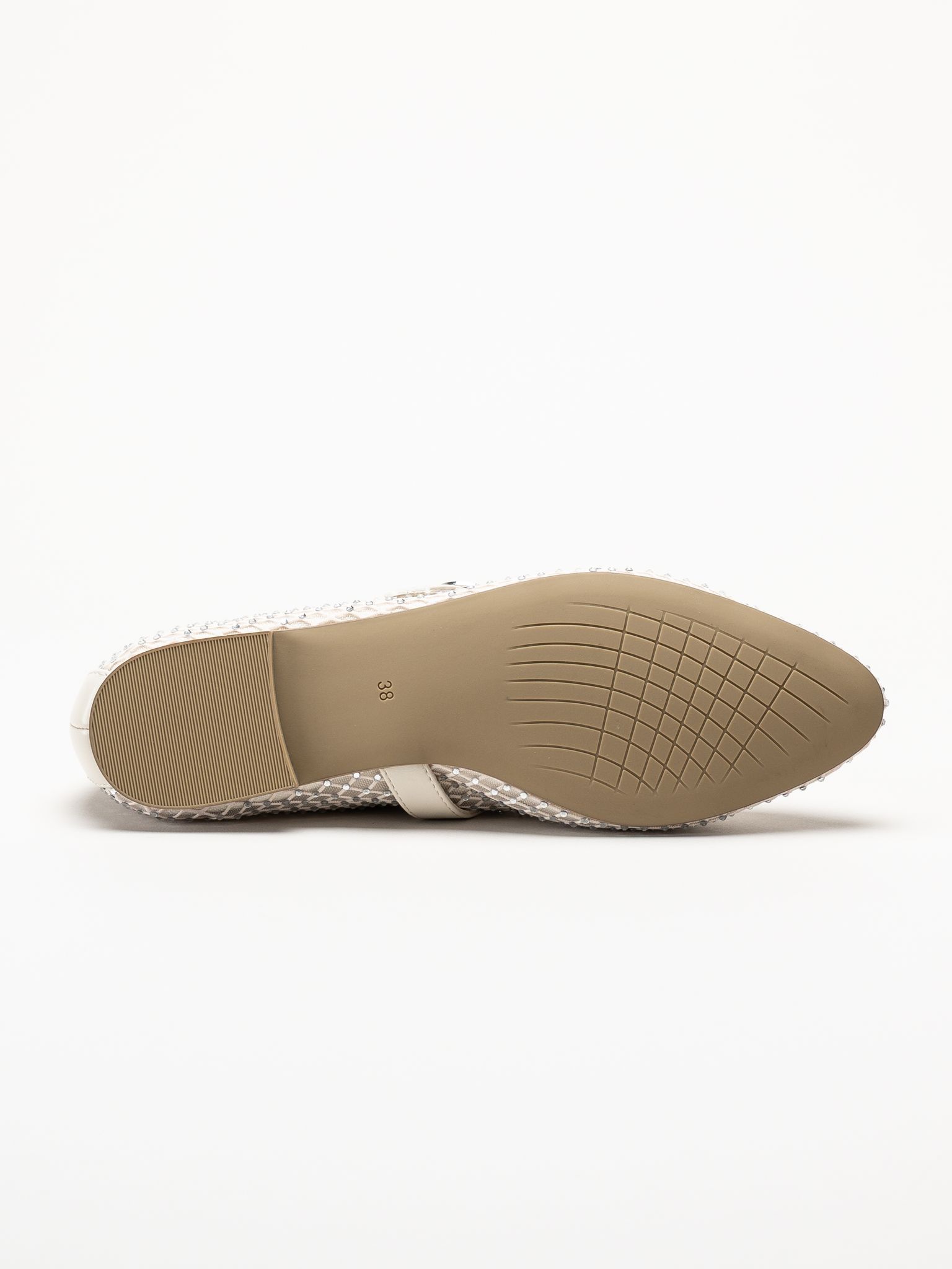 Marco Tozzi - Offwhite ballerinaskor med strass