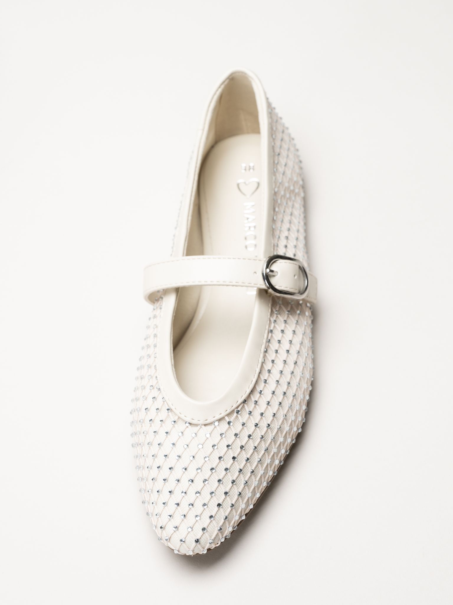 Marco Tozzi - Offwhite ballerinaskor med strass