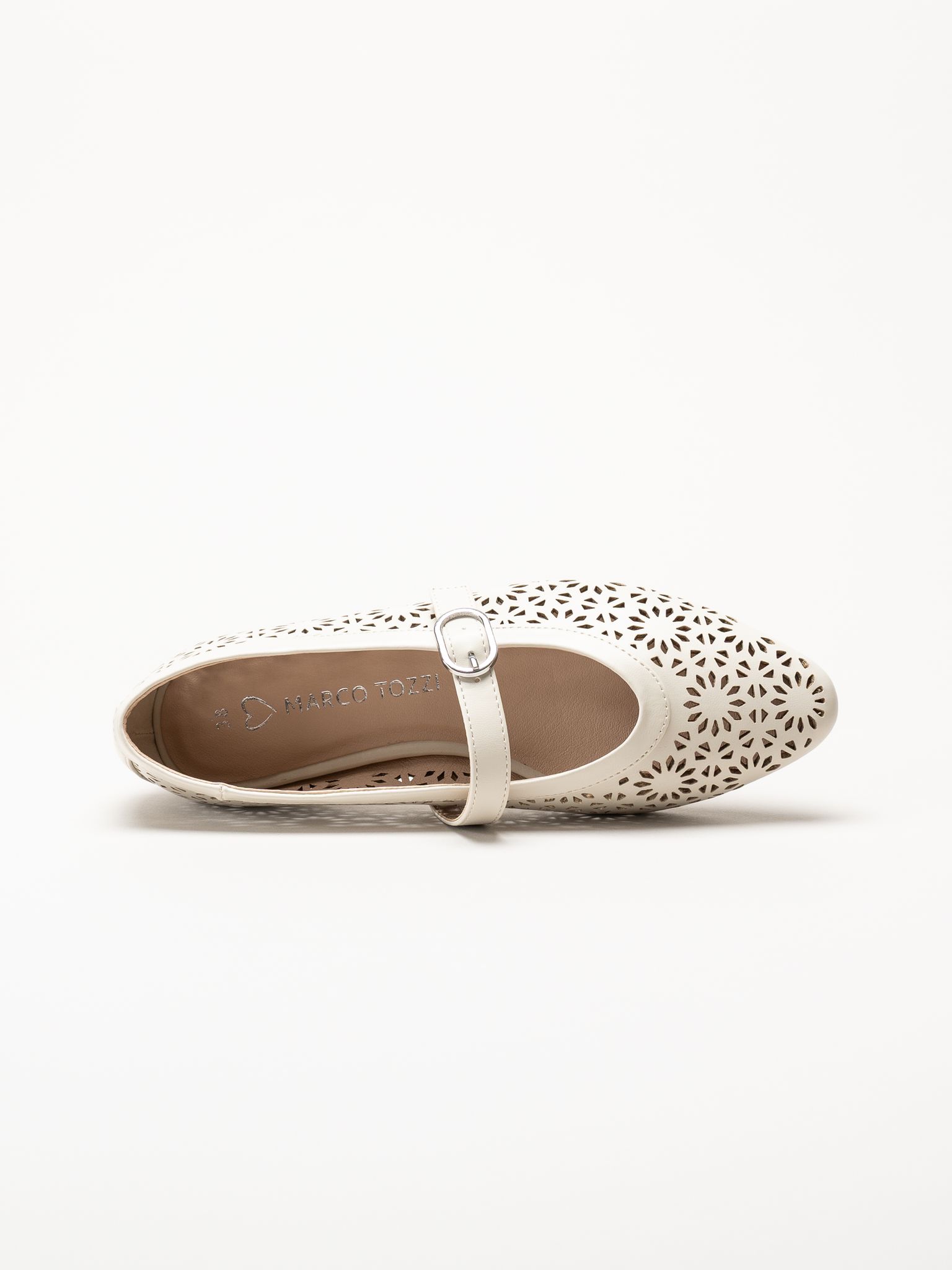 Marco Tozzi - Offwhite ballerinaskor med sleif