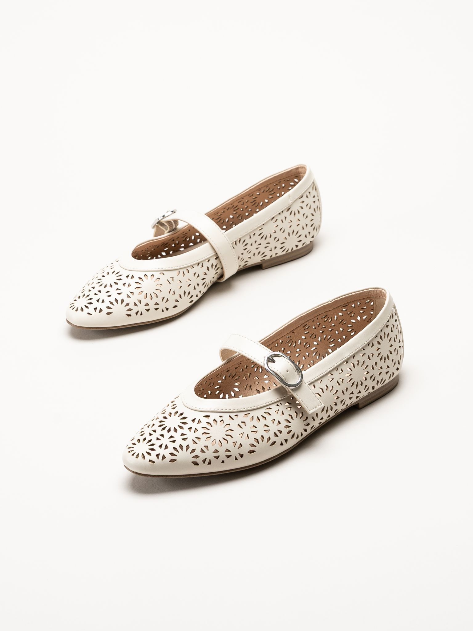 Marco Tozzi - Offwhite ballerinaskor med sleif