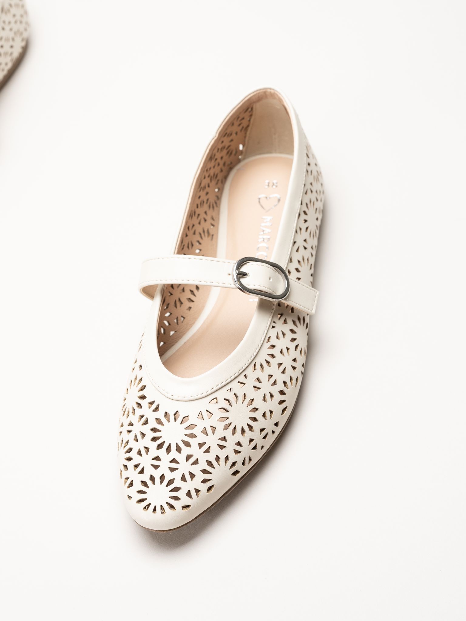 Marco Tozzi - Offwhite ballerinaskor med sleif