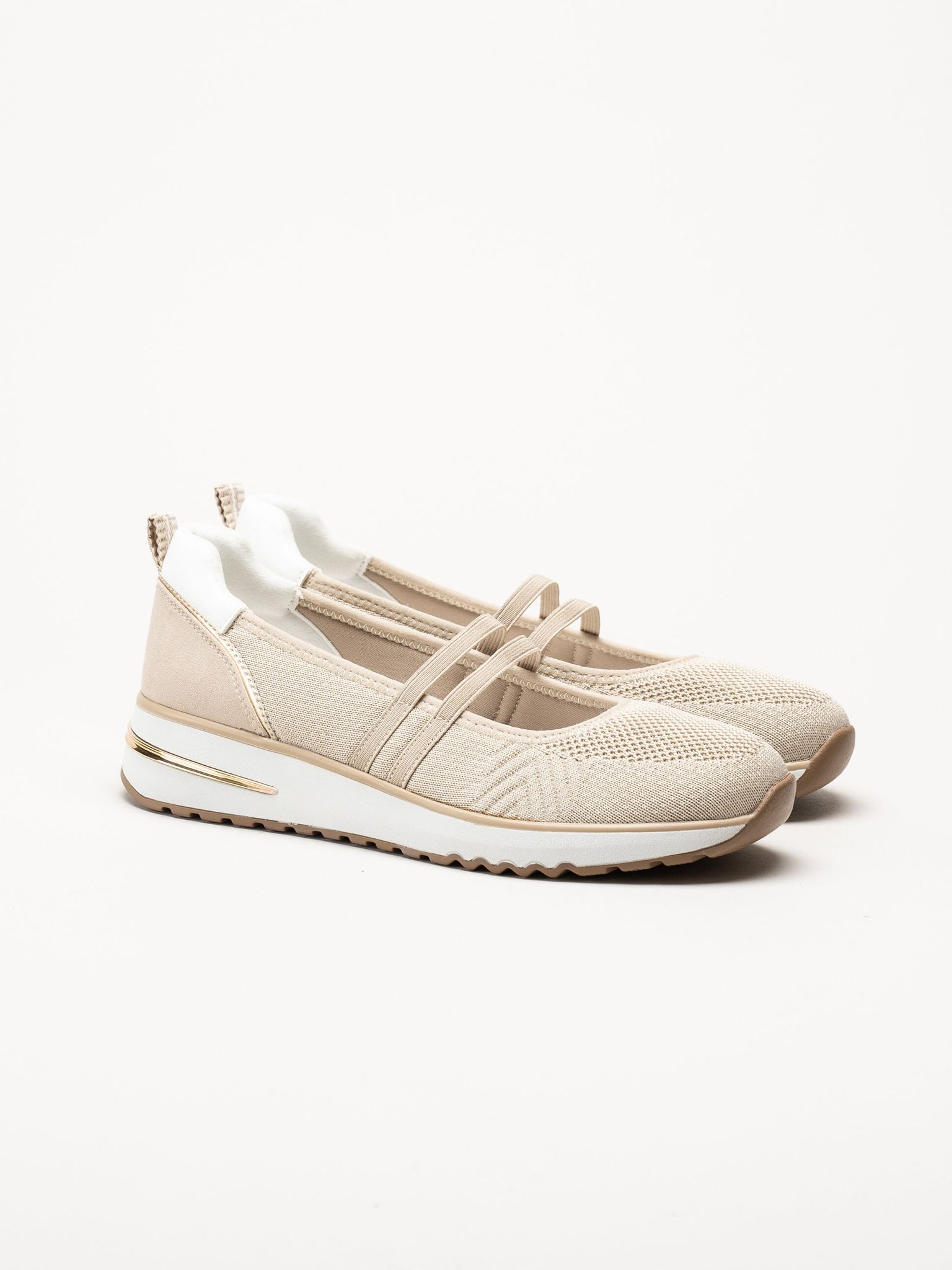 Marco Tozzi - Beige ballerinaskor i mesh
