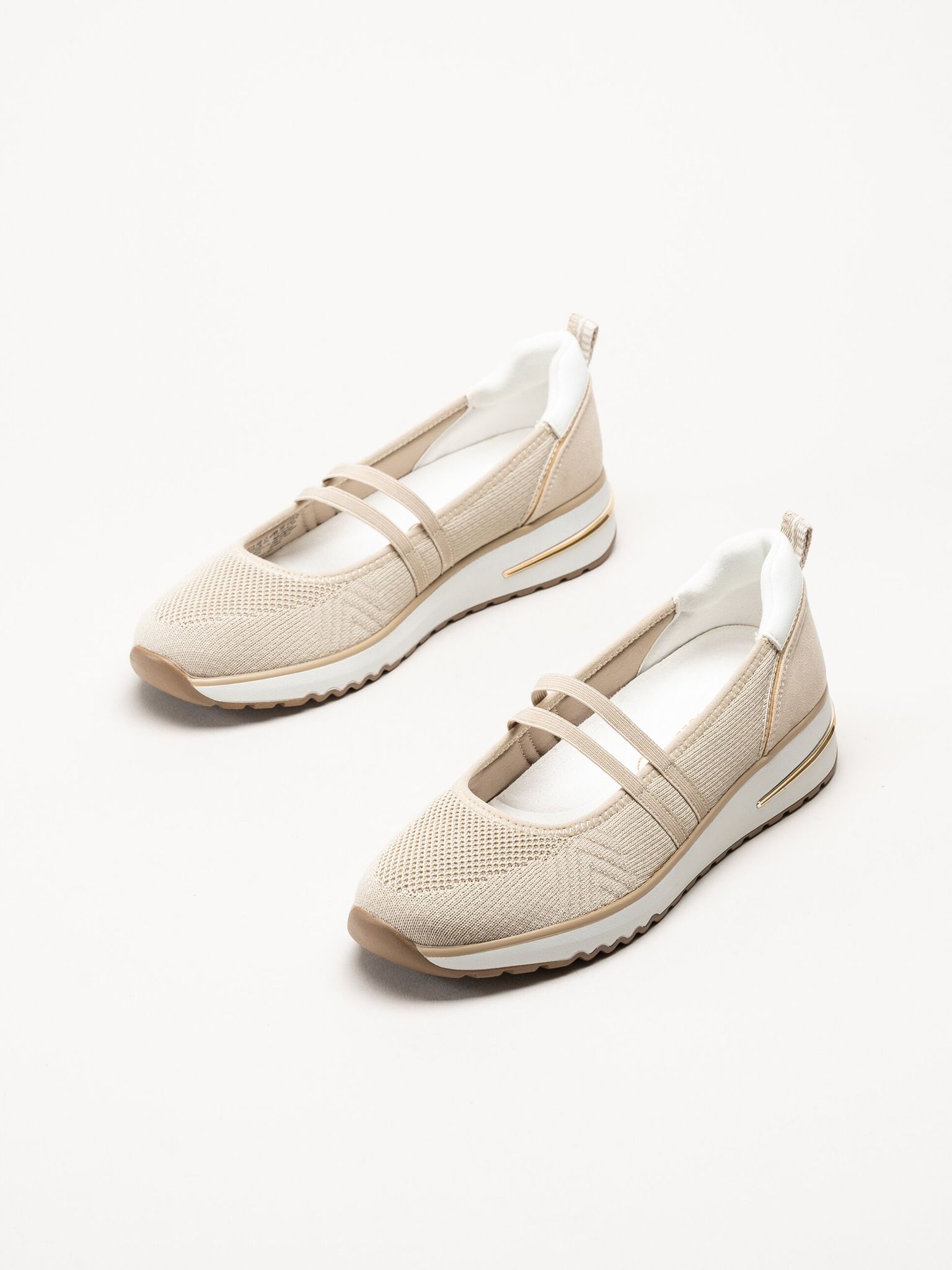 Marco Tozzi - Beige ballerinaskor i mesh