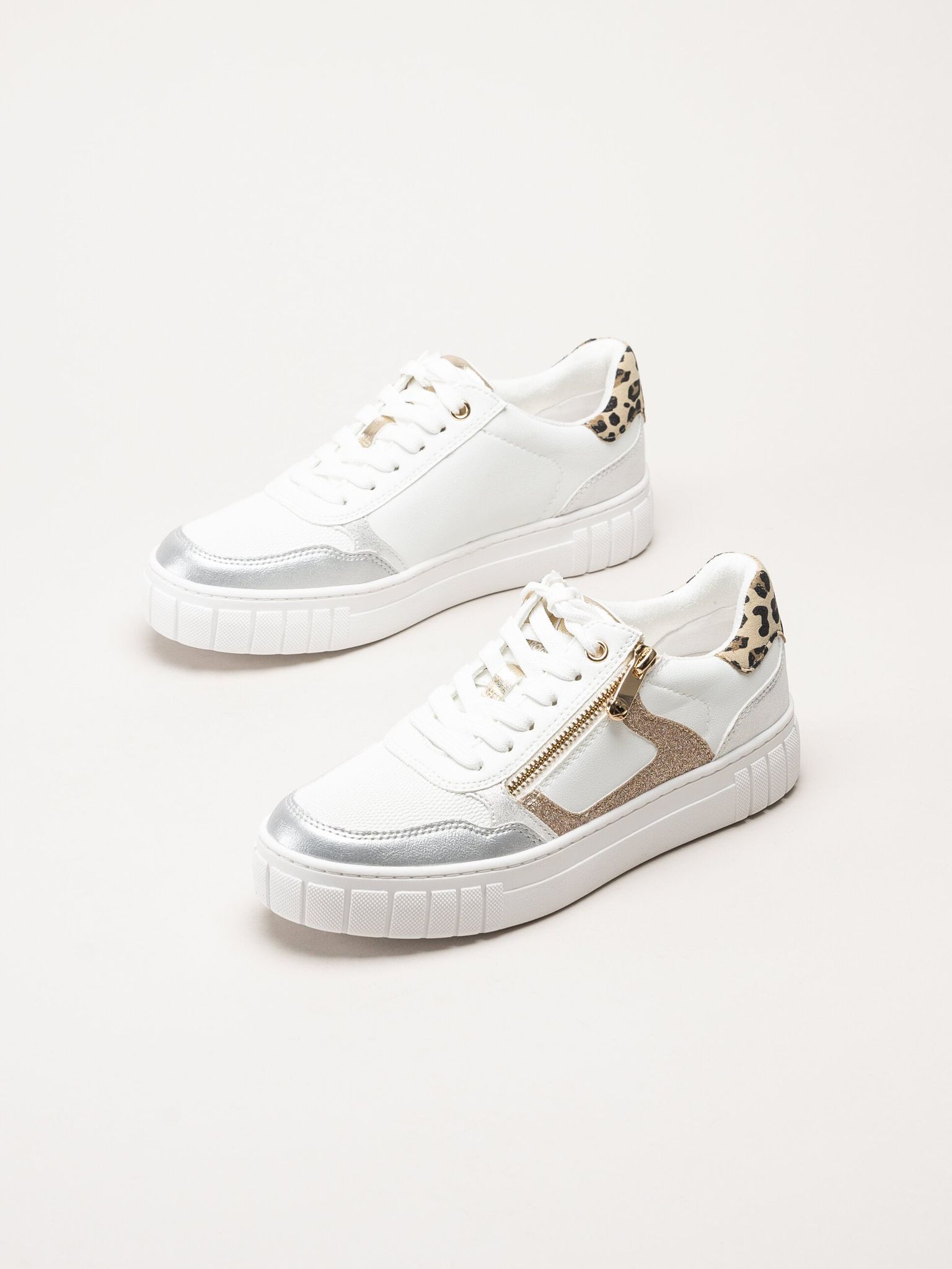 Marco Tozzi - Vita sneakers med dragkedja