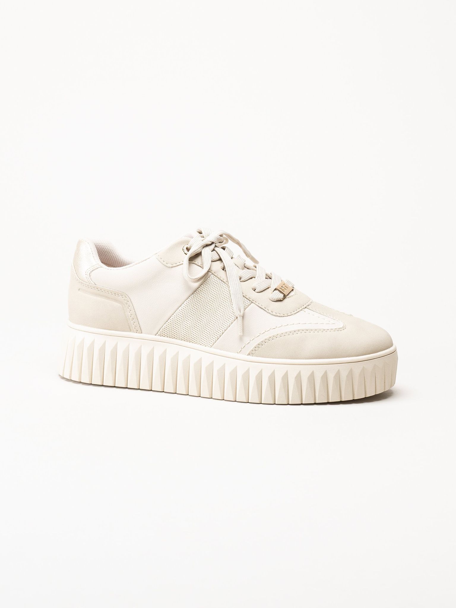 Marco Tozzi - Beige sneakers i skinnimitation