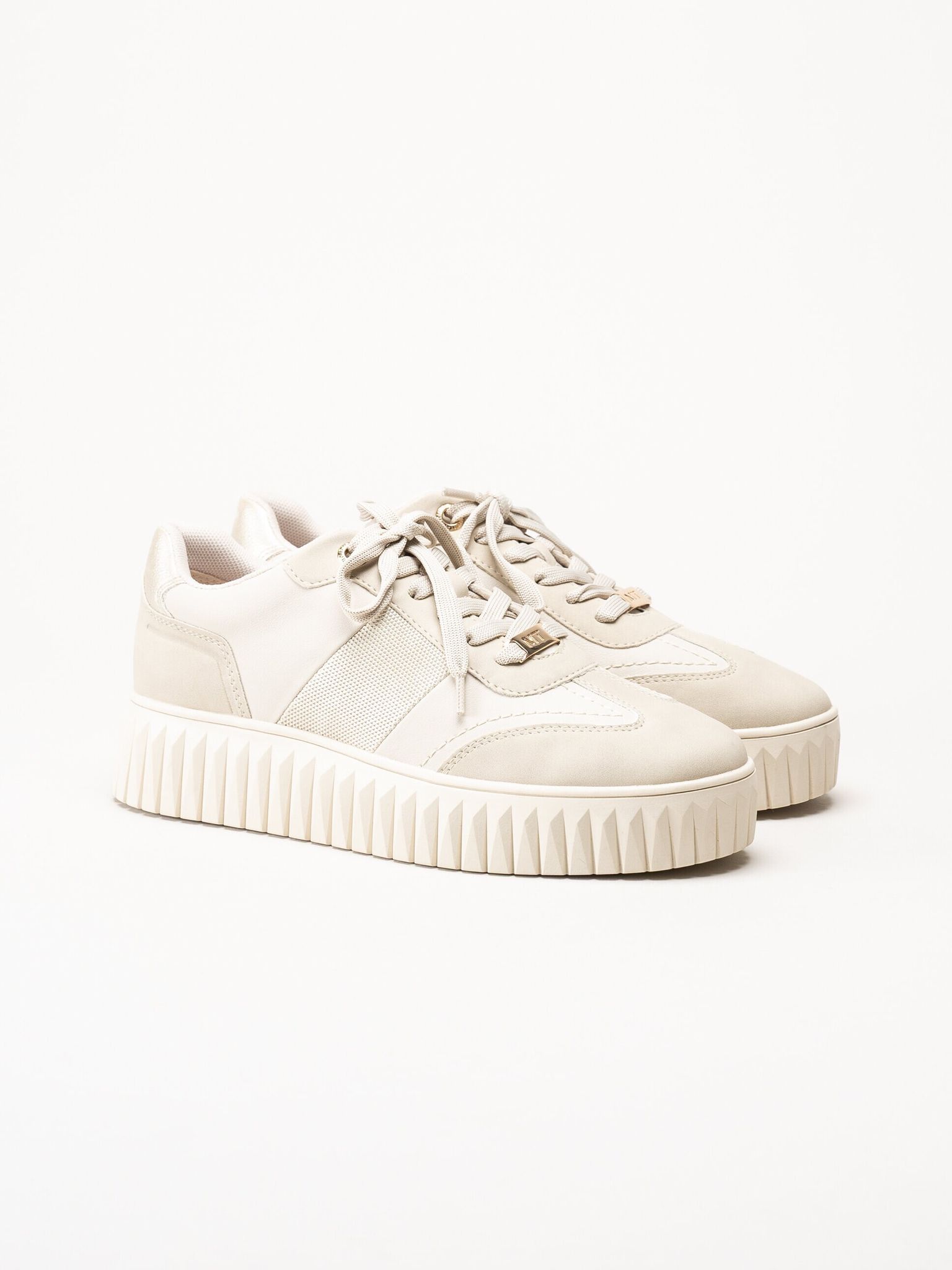 Marco Tozzi - Beige sneakers i skinnimitation