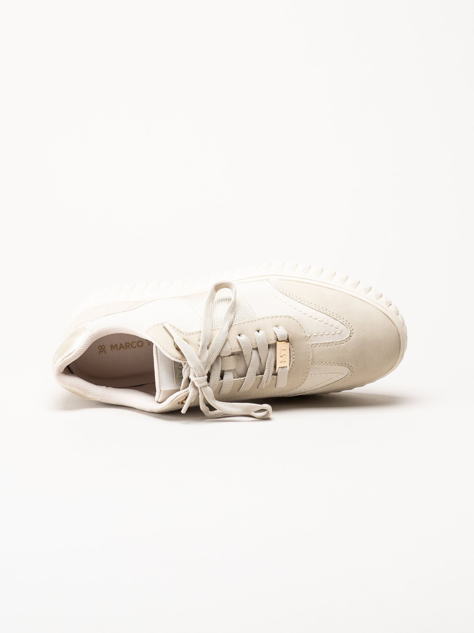 Marco Tozzi - Beige sneakers i skinnimitation