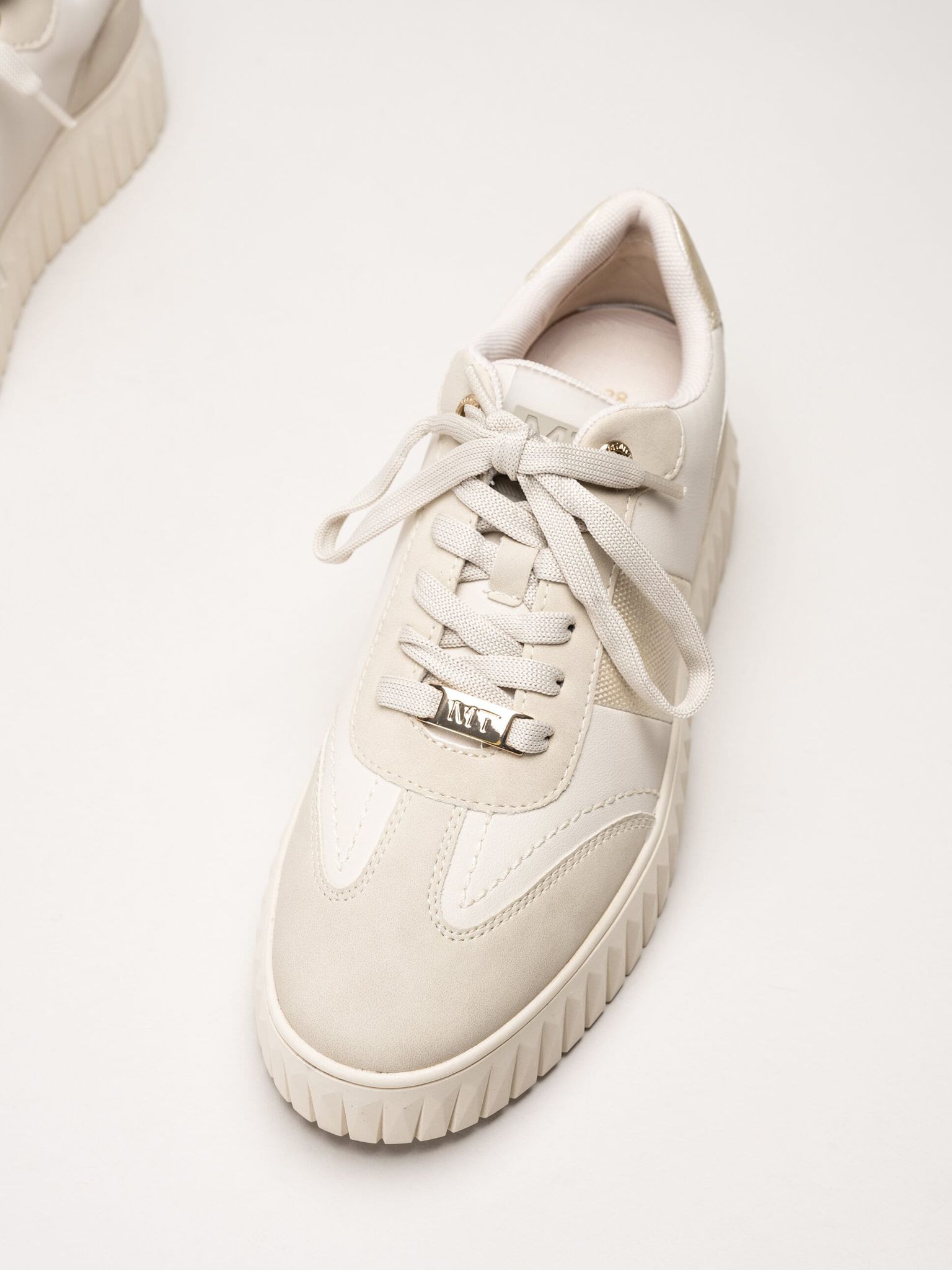 Marco Tozzi - Beige sneakers i skinnimitation