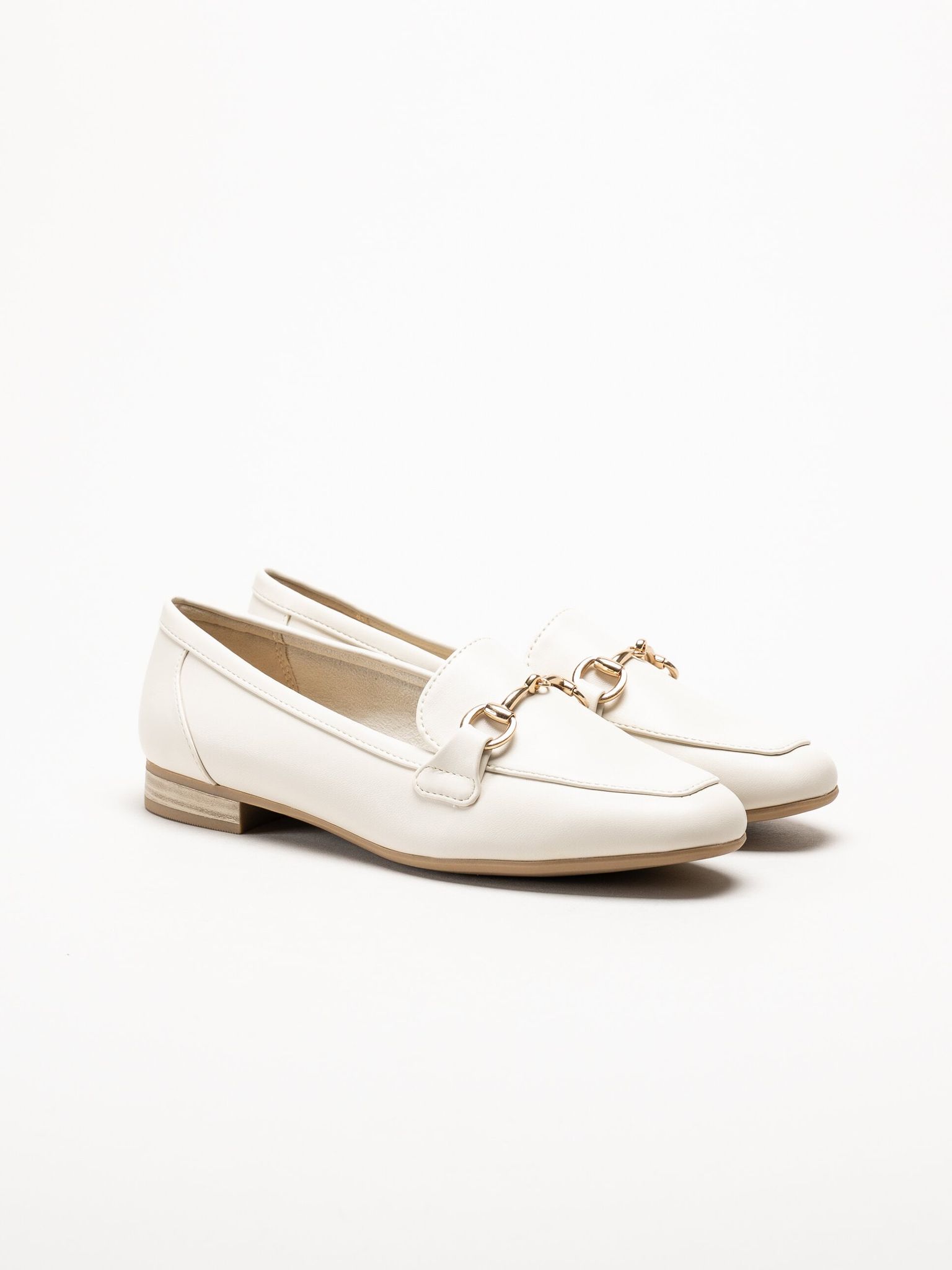Marco Tozzi - Offwhite loafers i skinnimitation