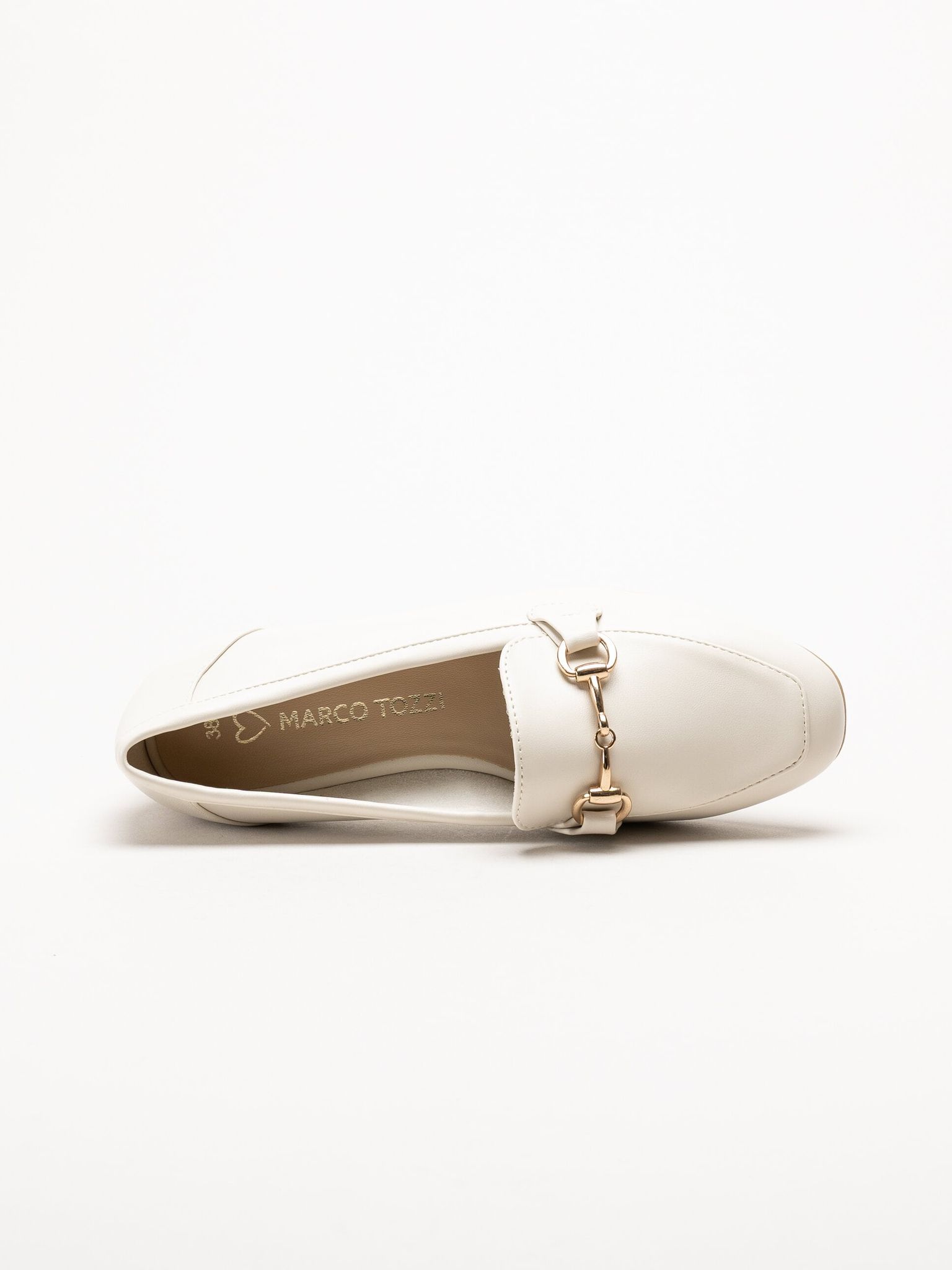 Marco Tozzi - Offwhite loafers i skinnimitation