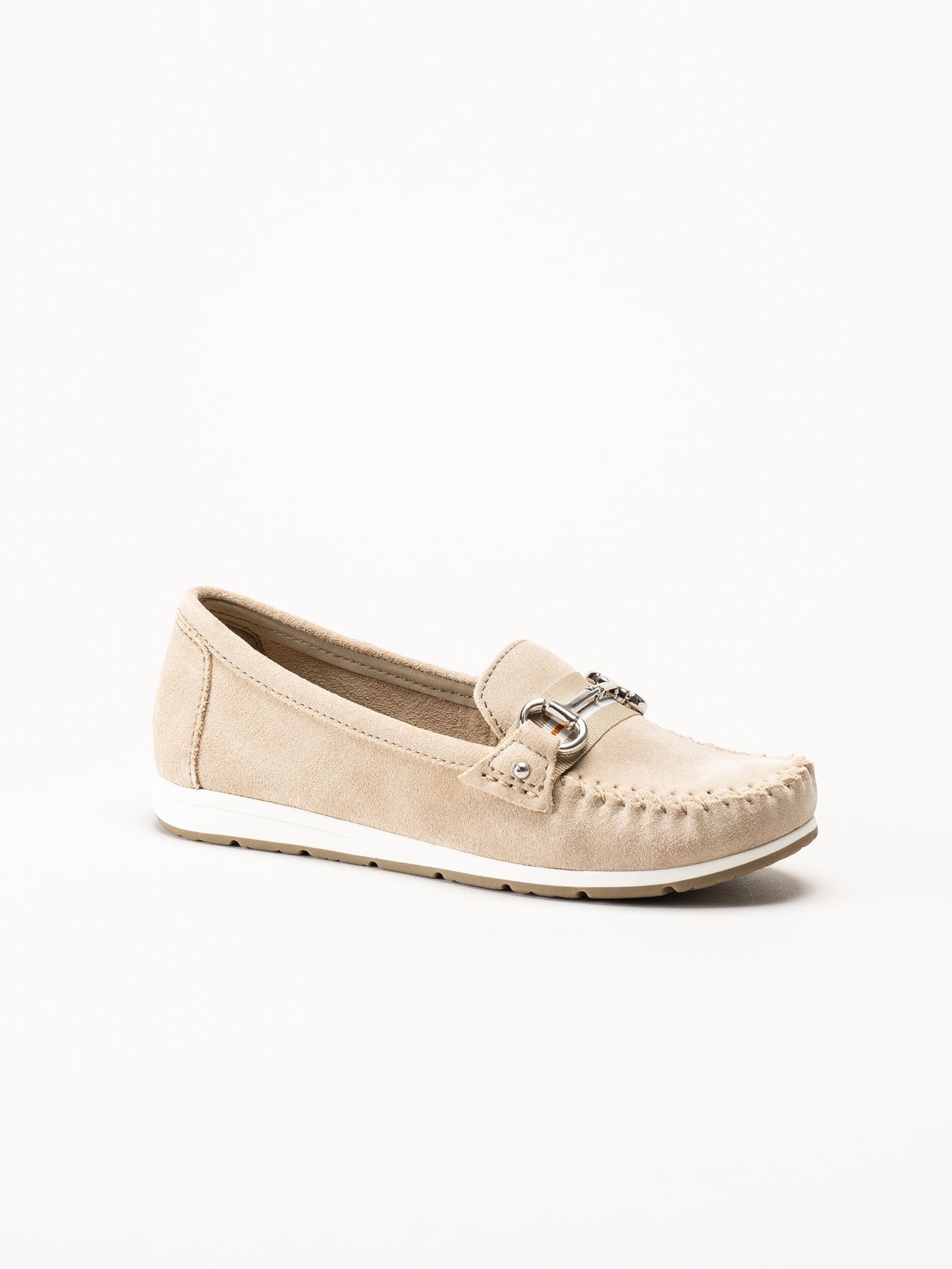 Marco Tozzi - Beige loafers i mocka
