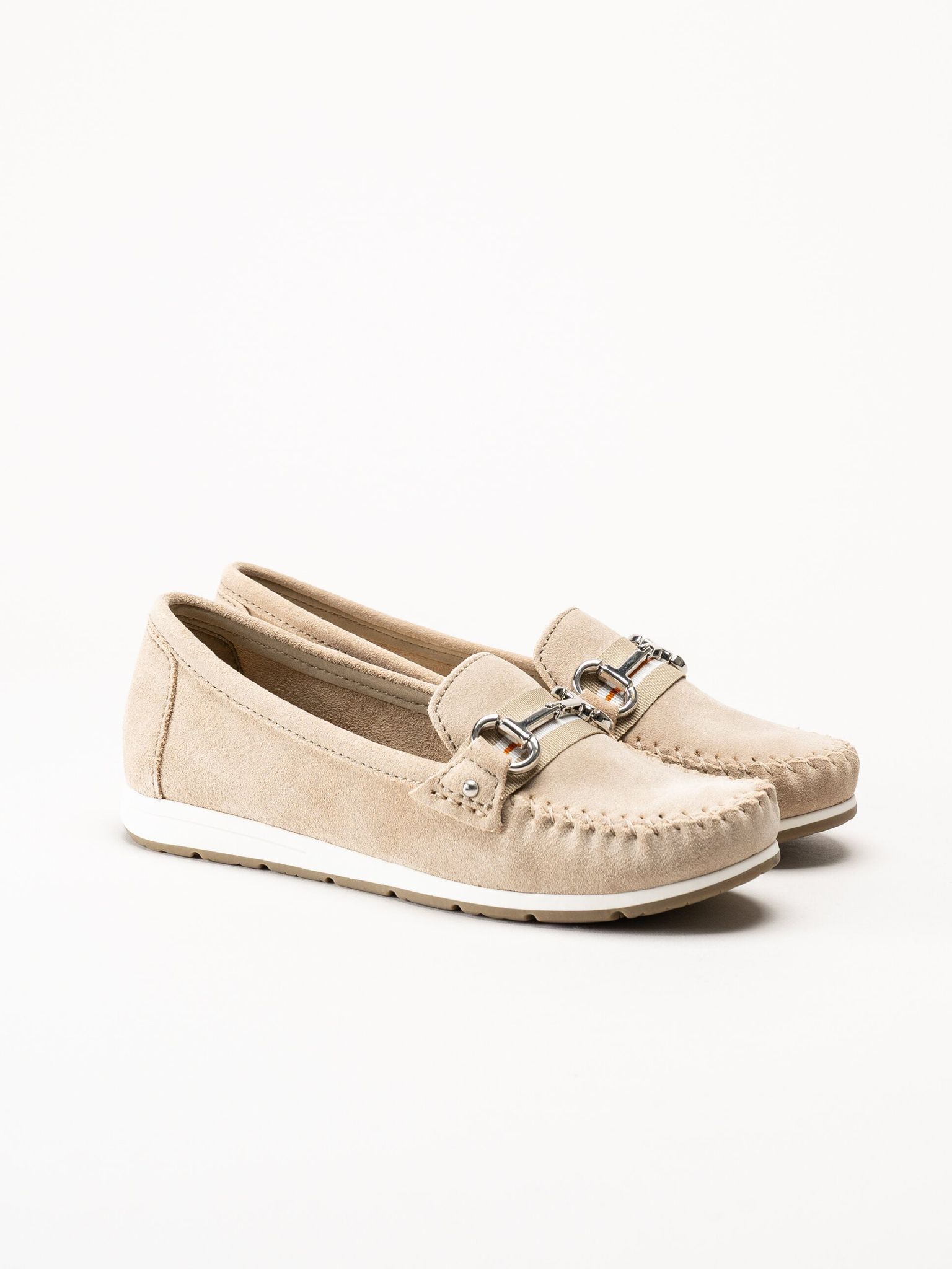 Marco Tozzi - Beige loafers i mocka