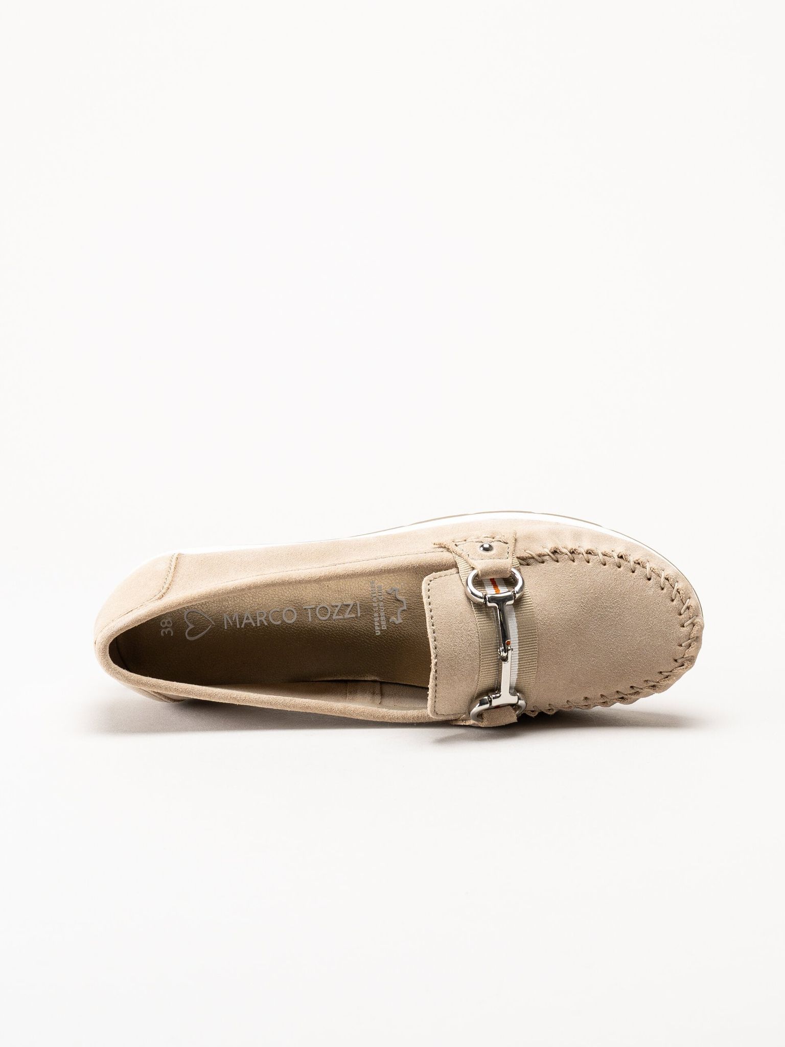 Marco Tozzi - Beige loafers i mocka