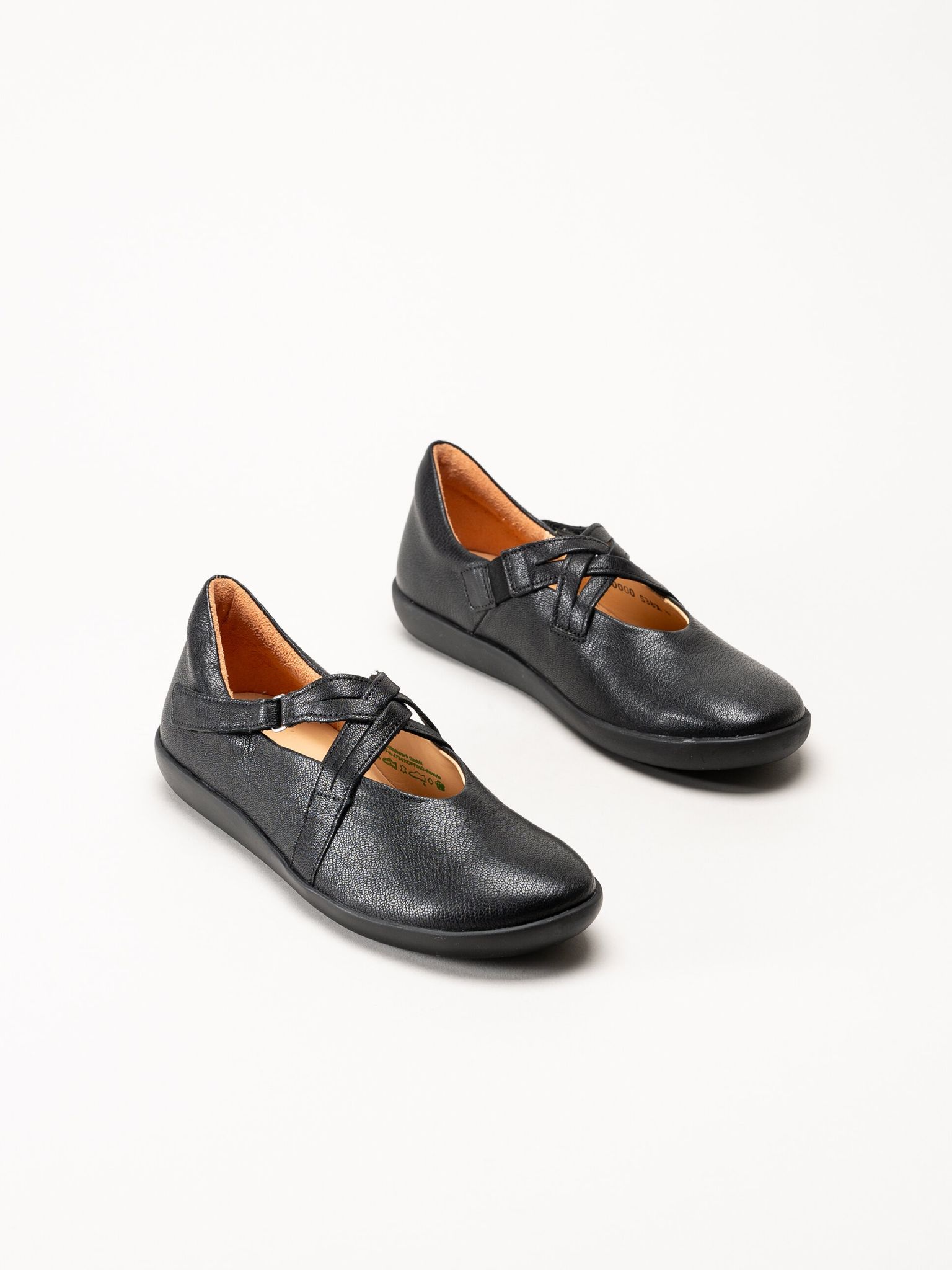 Think - Nature - Svarta ballerinaskor i skinn