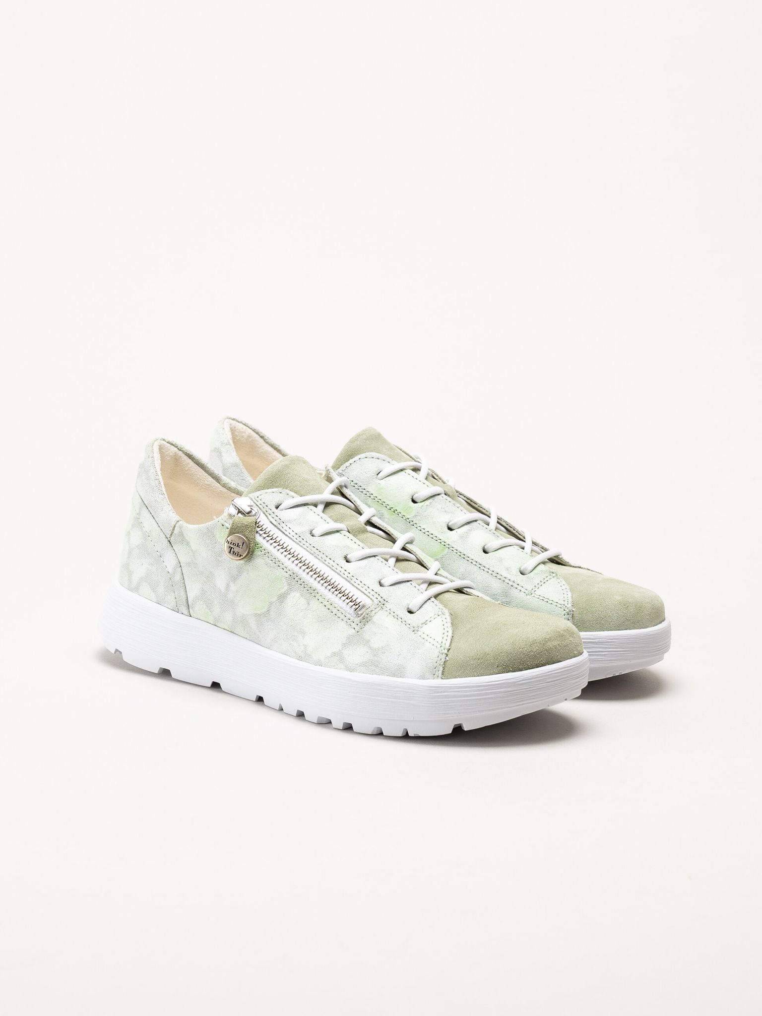 Think - Comoda - Ljusgröna sneakers i mocka