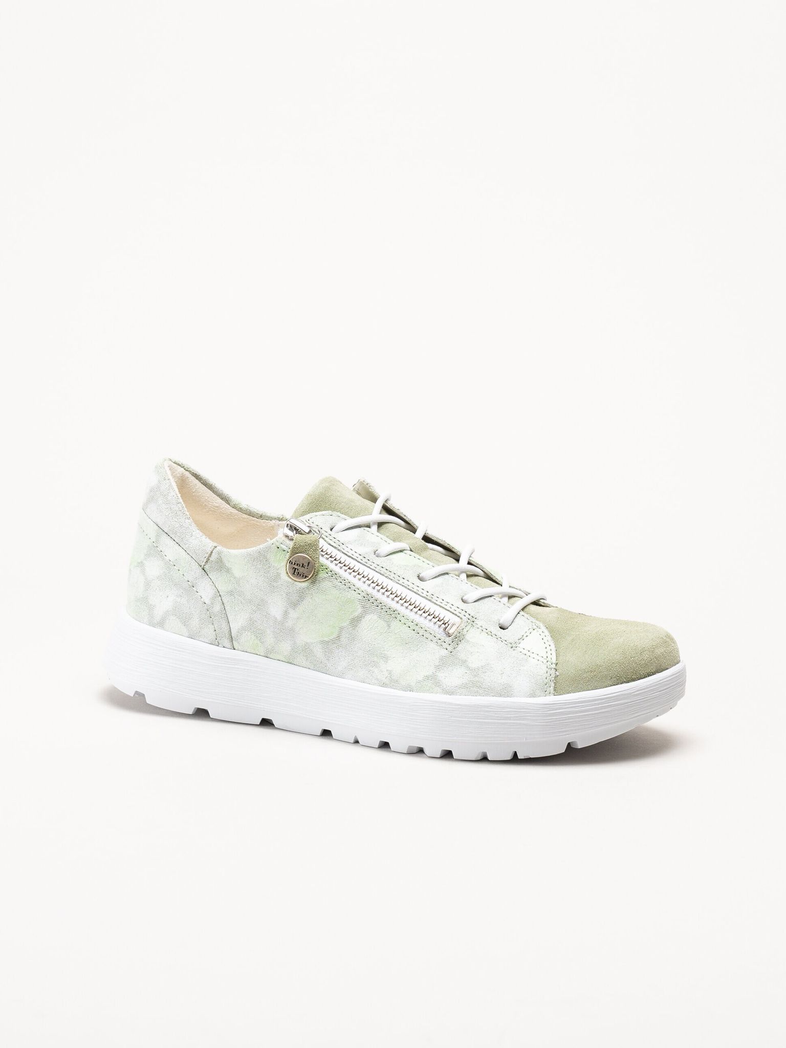 Think - Comoda - Ljusgröna sneakers i mocka
