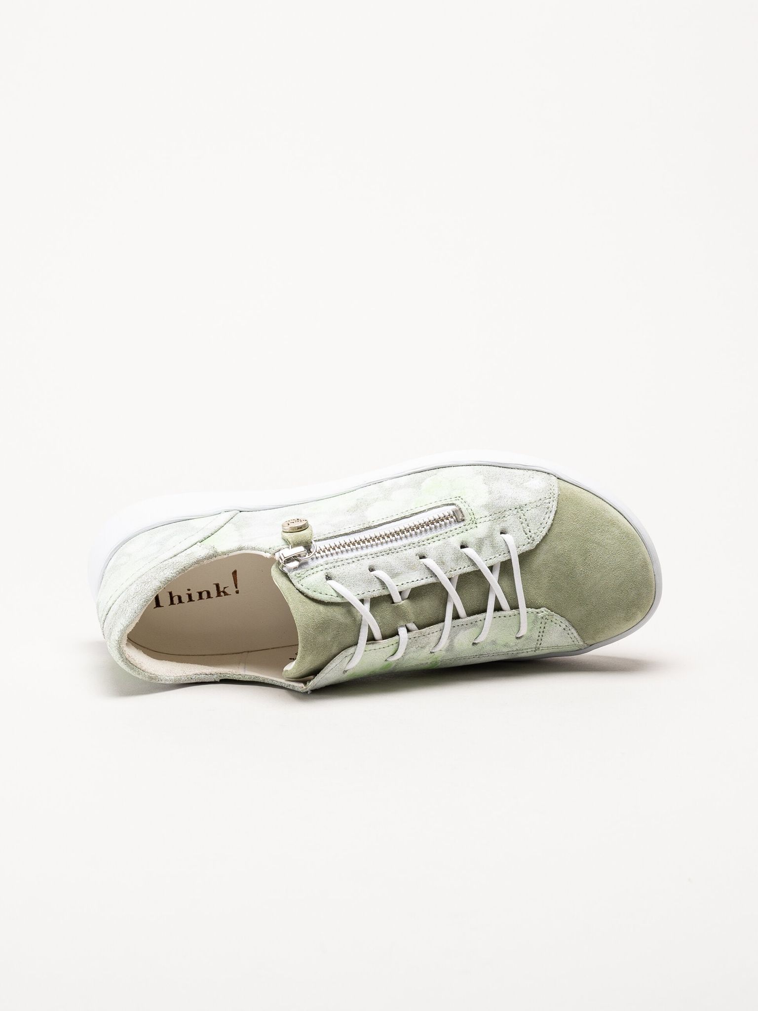 Think - Comoda - Ljusgröna sneakers i mocka