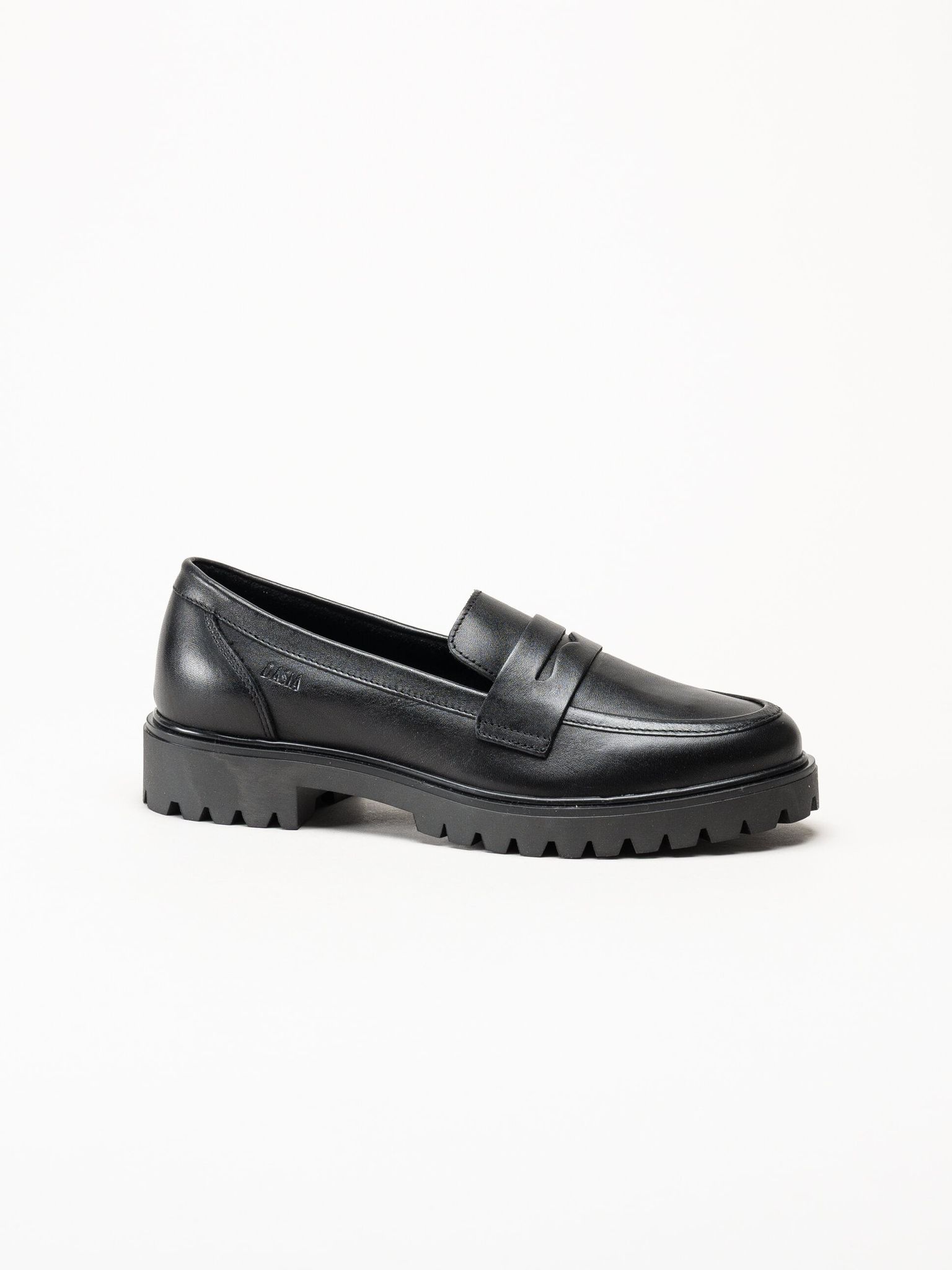 Dasia - Lita - Svarta pennyloafers i skinn