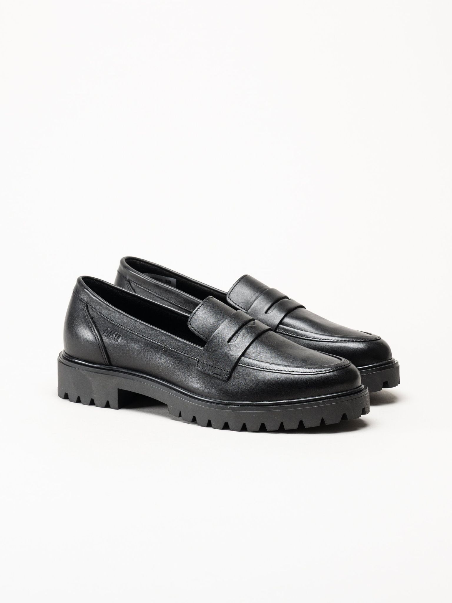 Dasia - Lita - Svarta pennyloafers i skinn