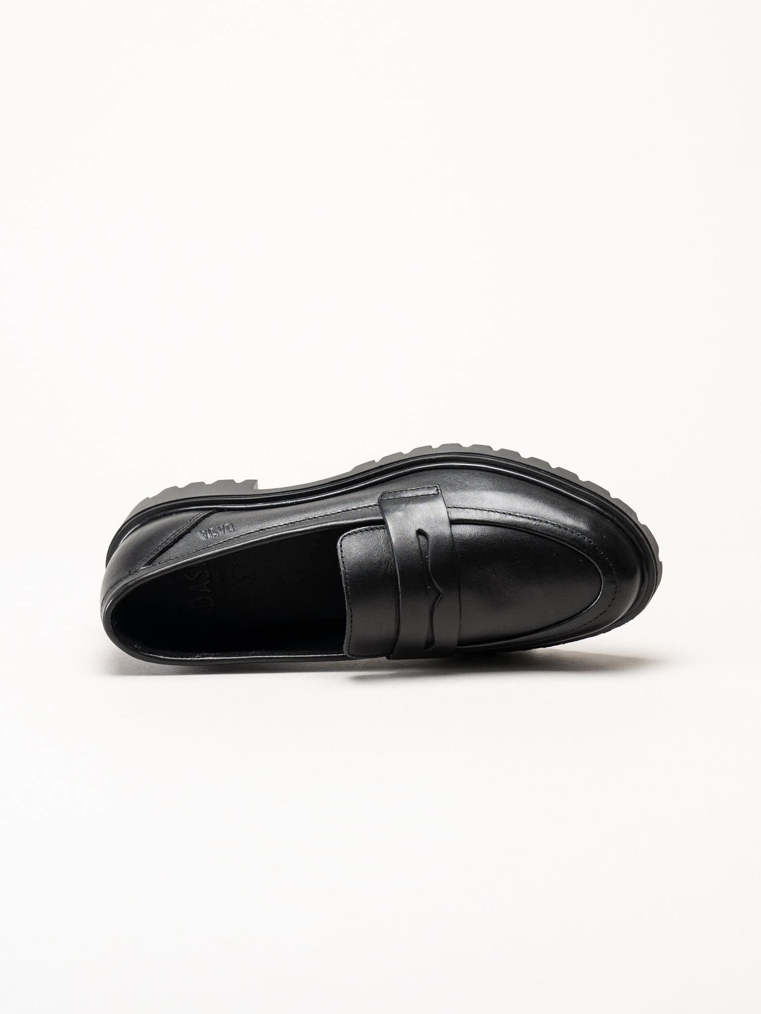 Dasia - Lita - Svarta pennyloafers i skinn