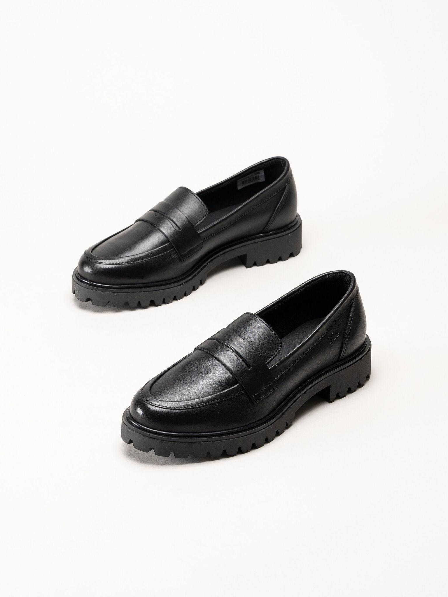 Dasia - Lita - Svarta pennyloafers i skinn