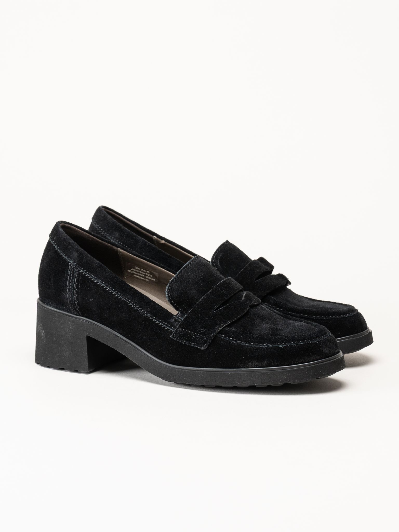 Gabor - Svarta loafers i mocka