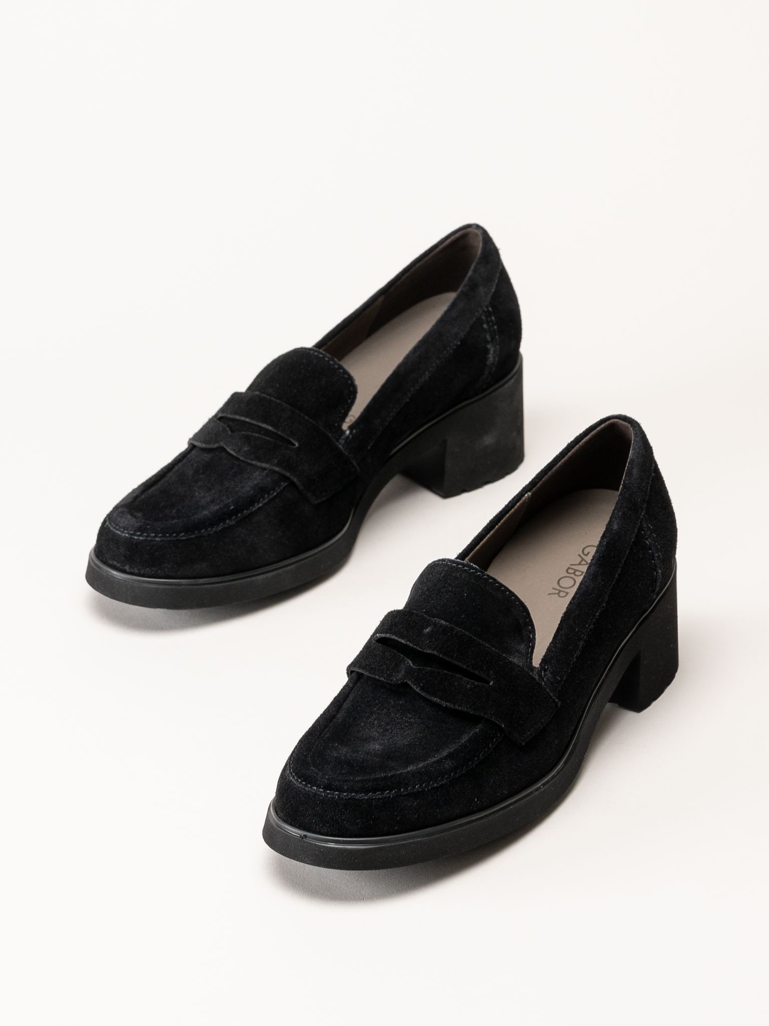 Gabor - Svarta loafers i mocka