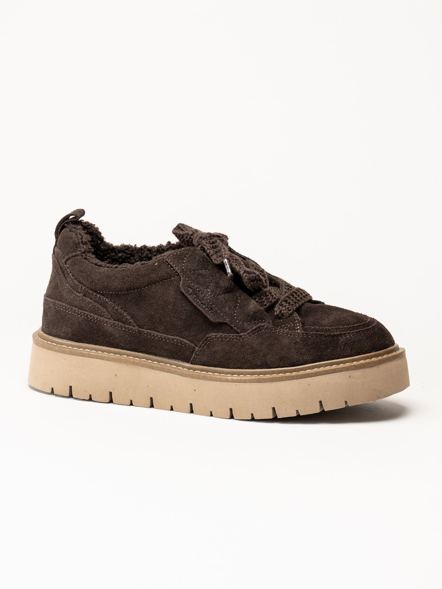 Tamaris - Wide fit - Mörkbruna fodrade sneakers