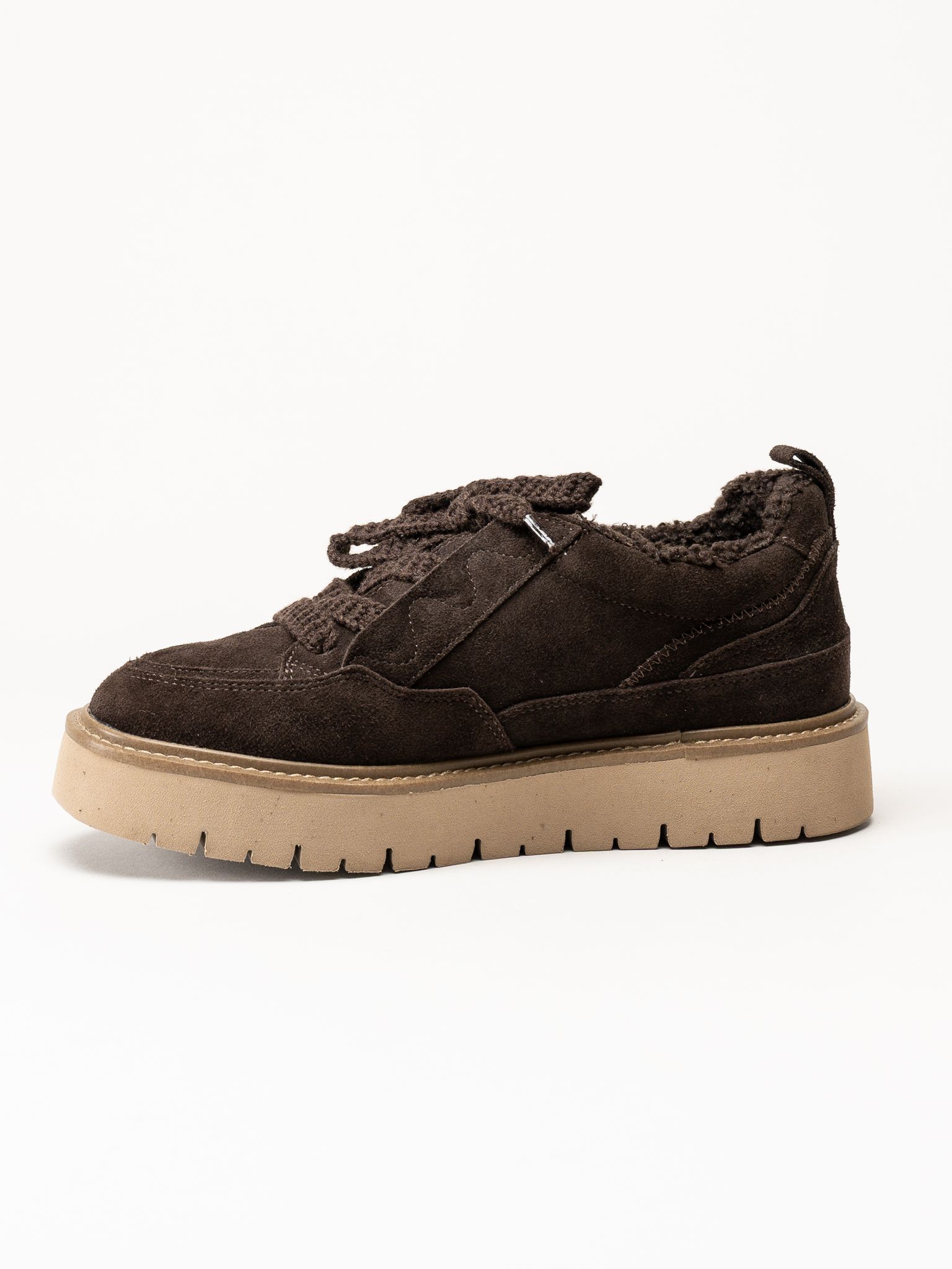 Tamaris - Wide fit - Mörkbruna fodrade sneakers