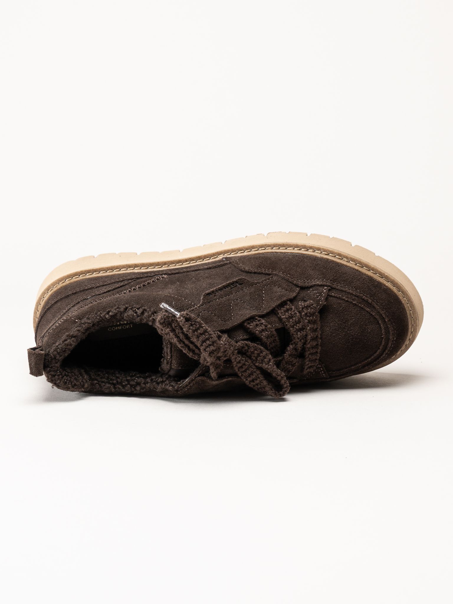 Tamaris - Wide fit - Mörkbruna fodrade sneakers