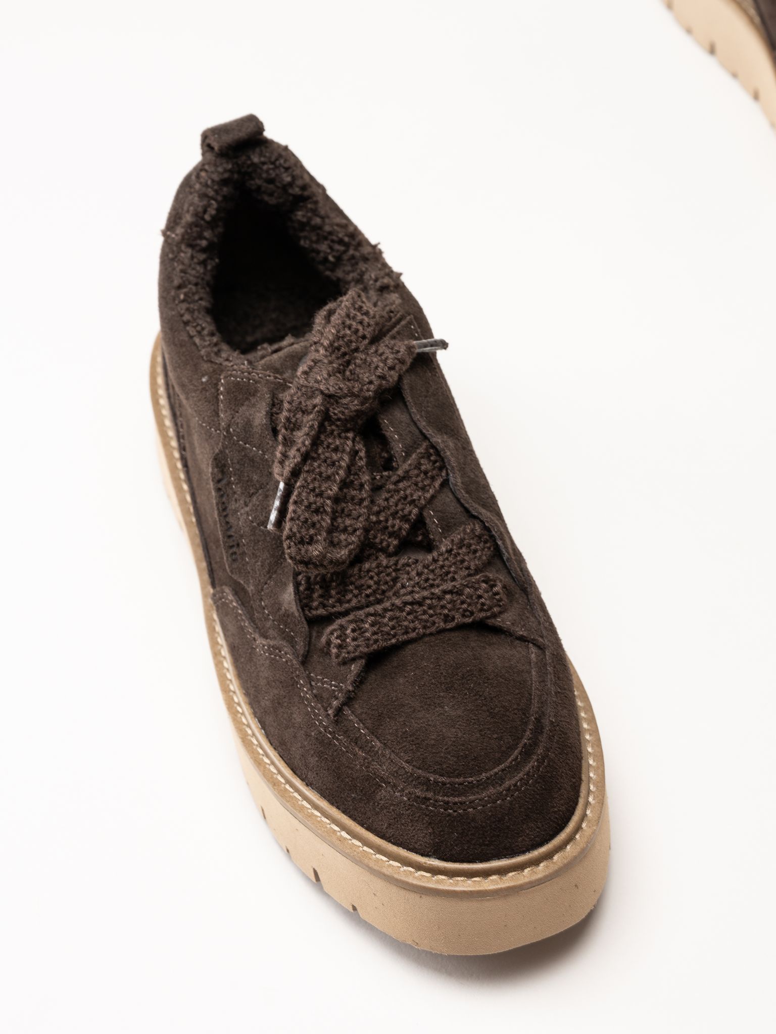 Tamaris - Wide fit - Mörkbruna fodrade sneakers
