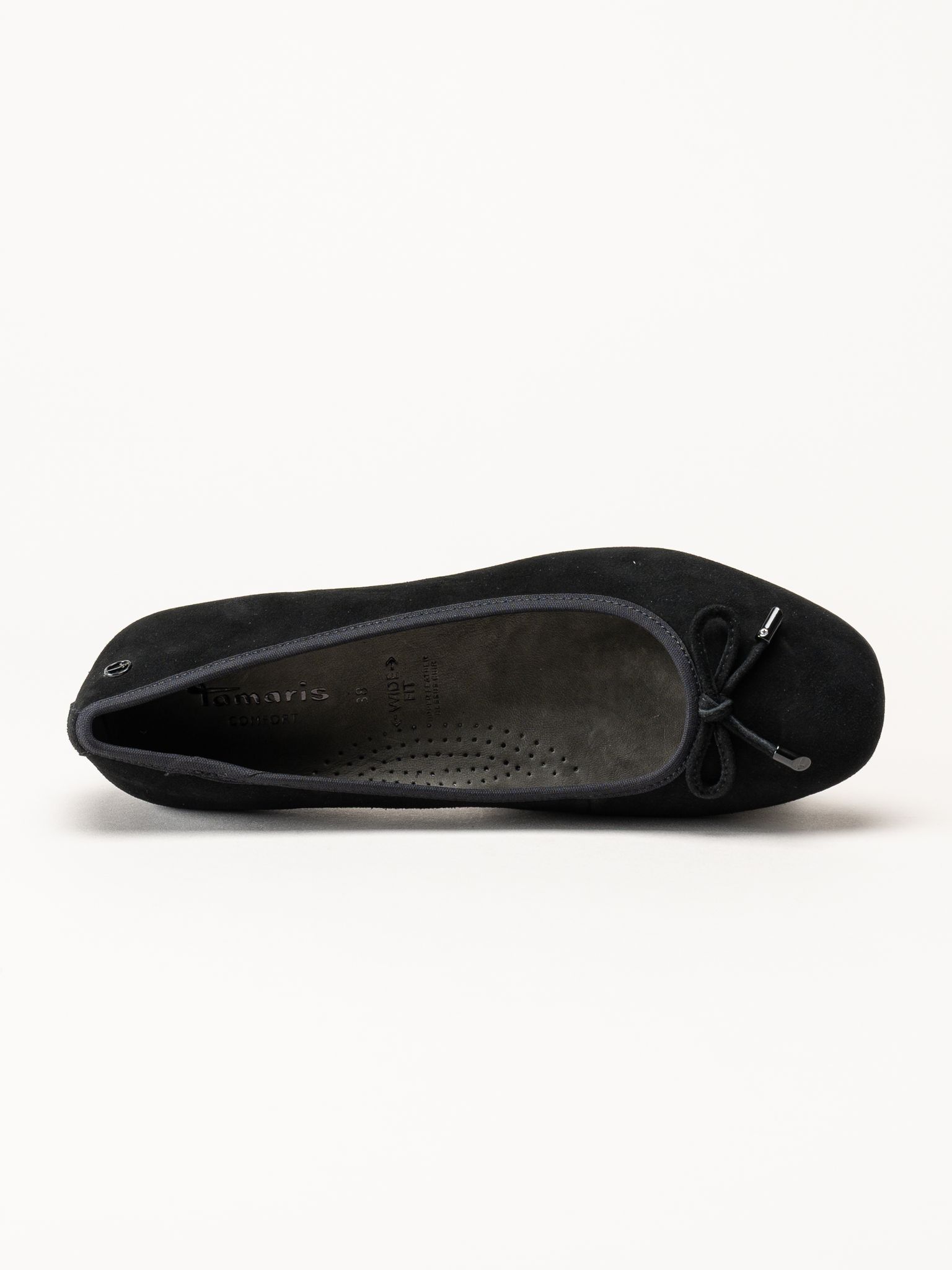Tamaris - Wide fit - Svarta ballerinaskor