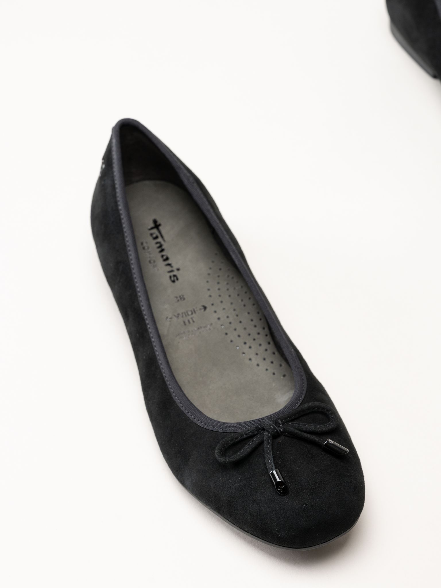Tamaris - Wide fit - Svarta ballerinaskor