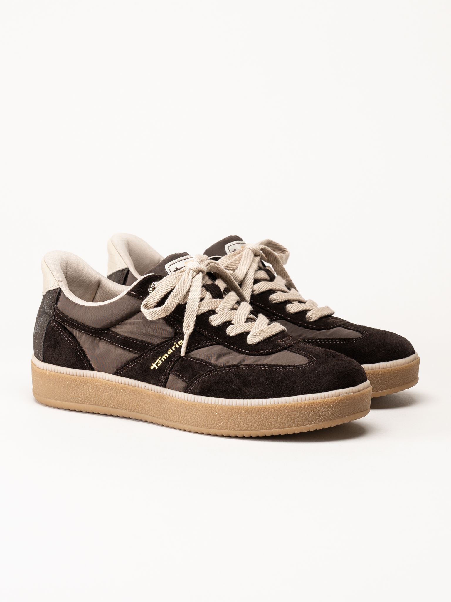 Tamaris - Wide fit - Mörkbruna sneakers