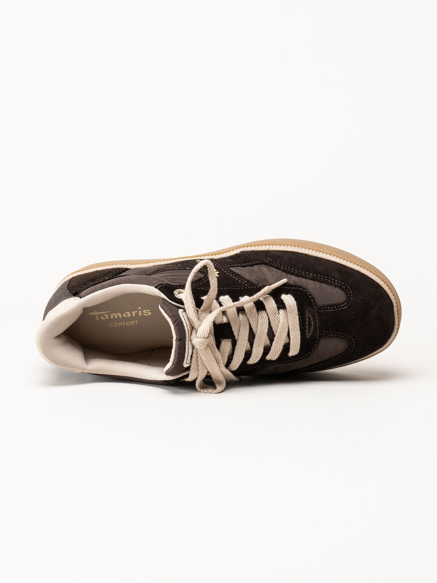 Tamaris - Wide fit - Mörkbruna sneakers