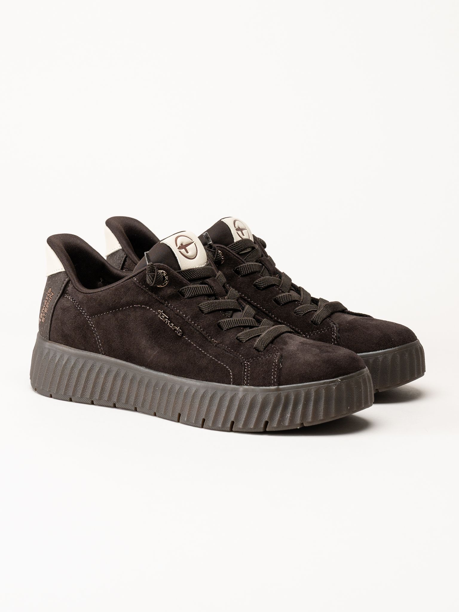 Tamaris - Wide fit - Mörkbruna sneakers