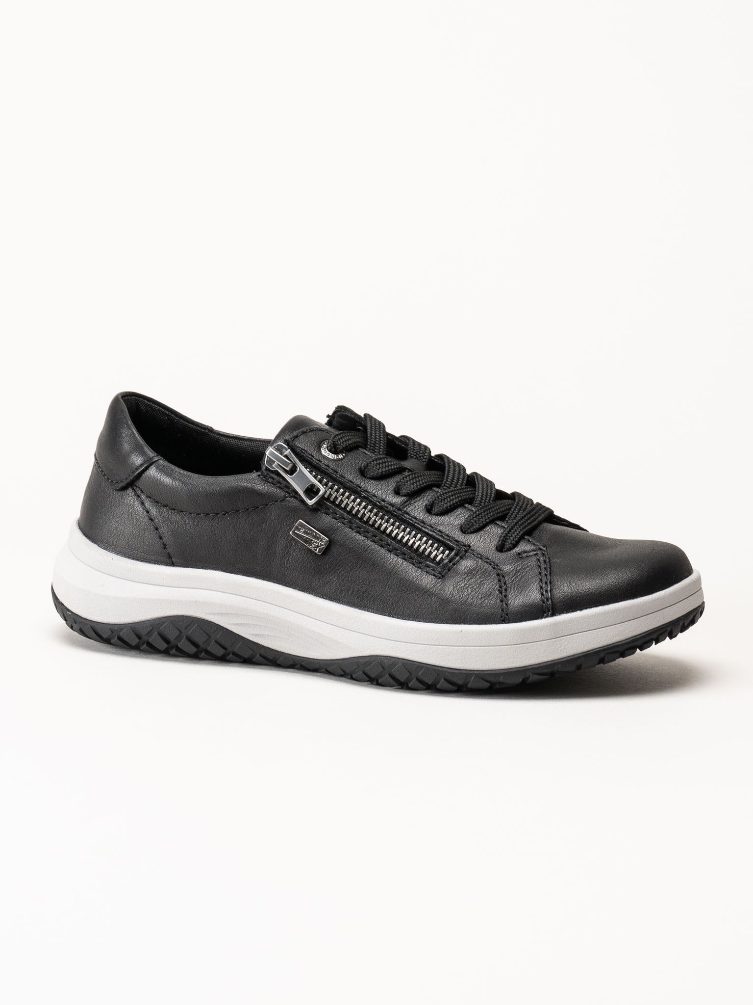 Remonte - Svarta sneakers i skinn