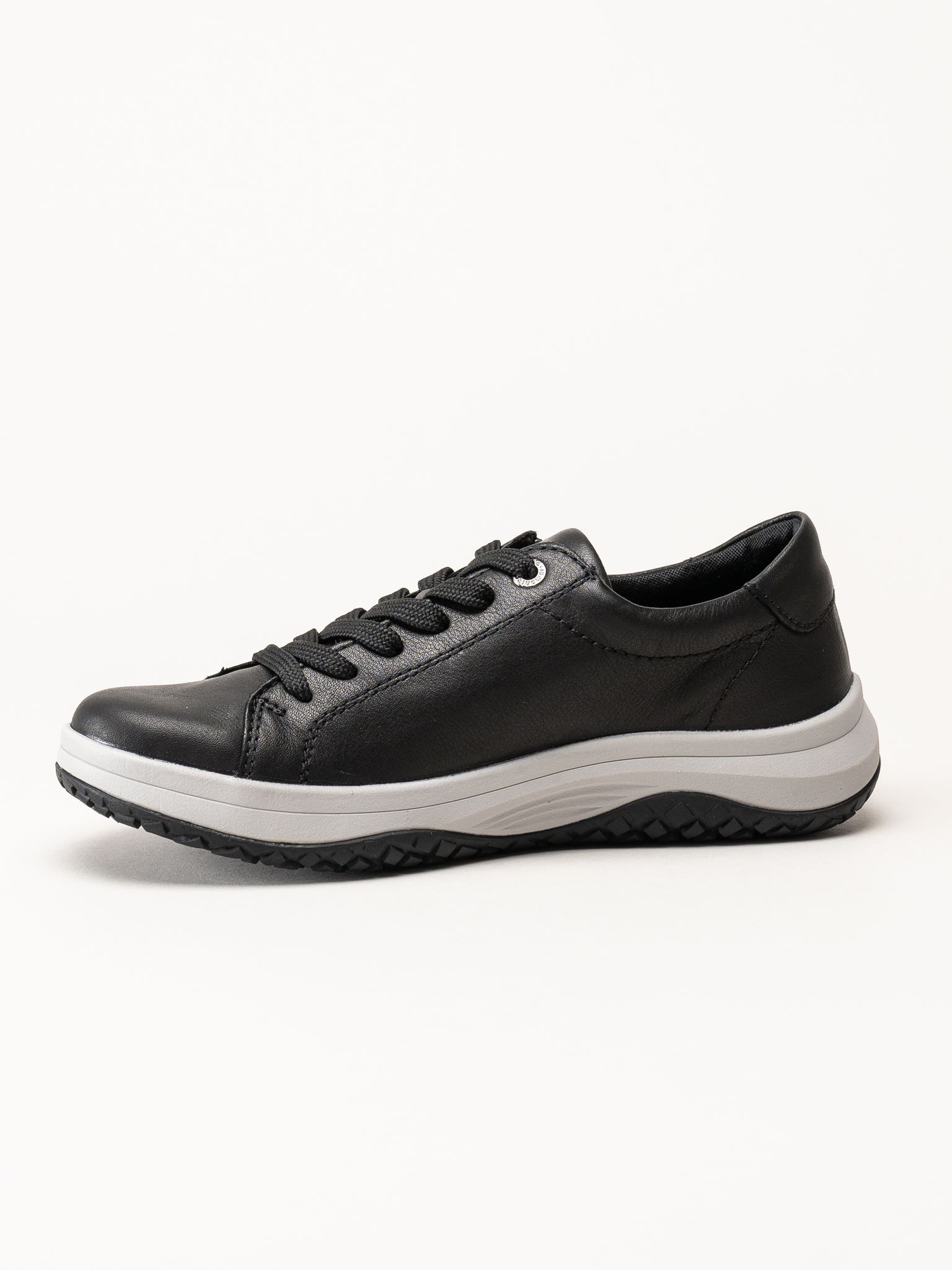 Remonte - Svarta sneakers i skinn