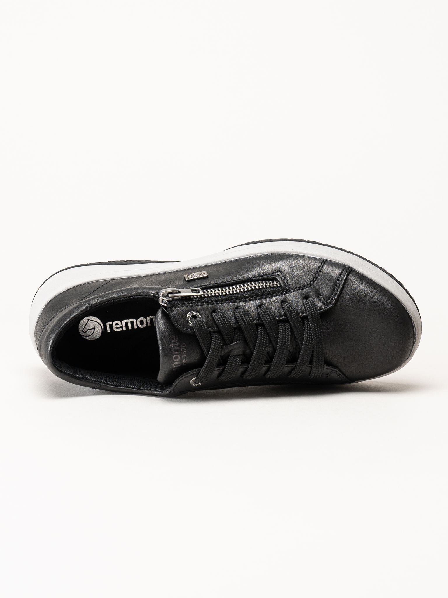 Remonte - Svarta sneakers i skinn