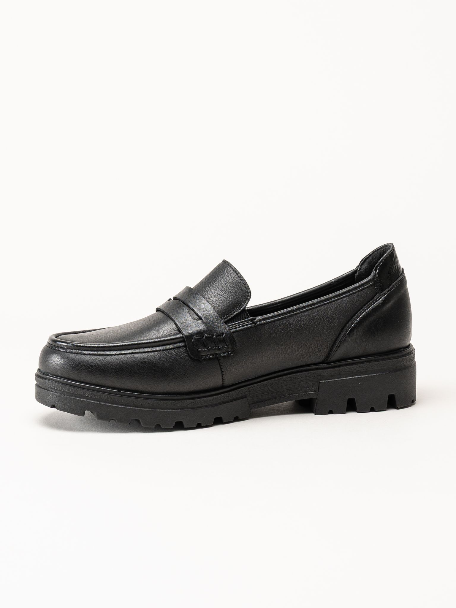Rieker - Svarta loafers i skinn