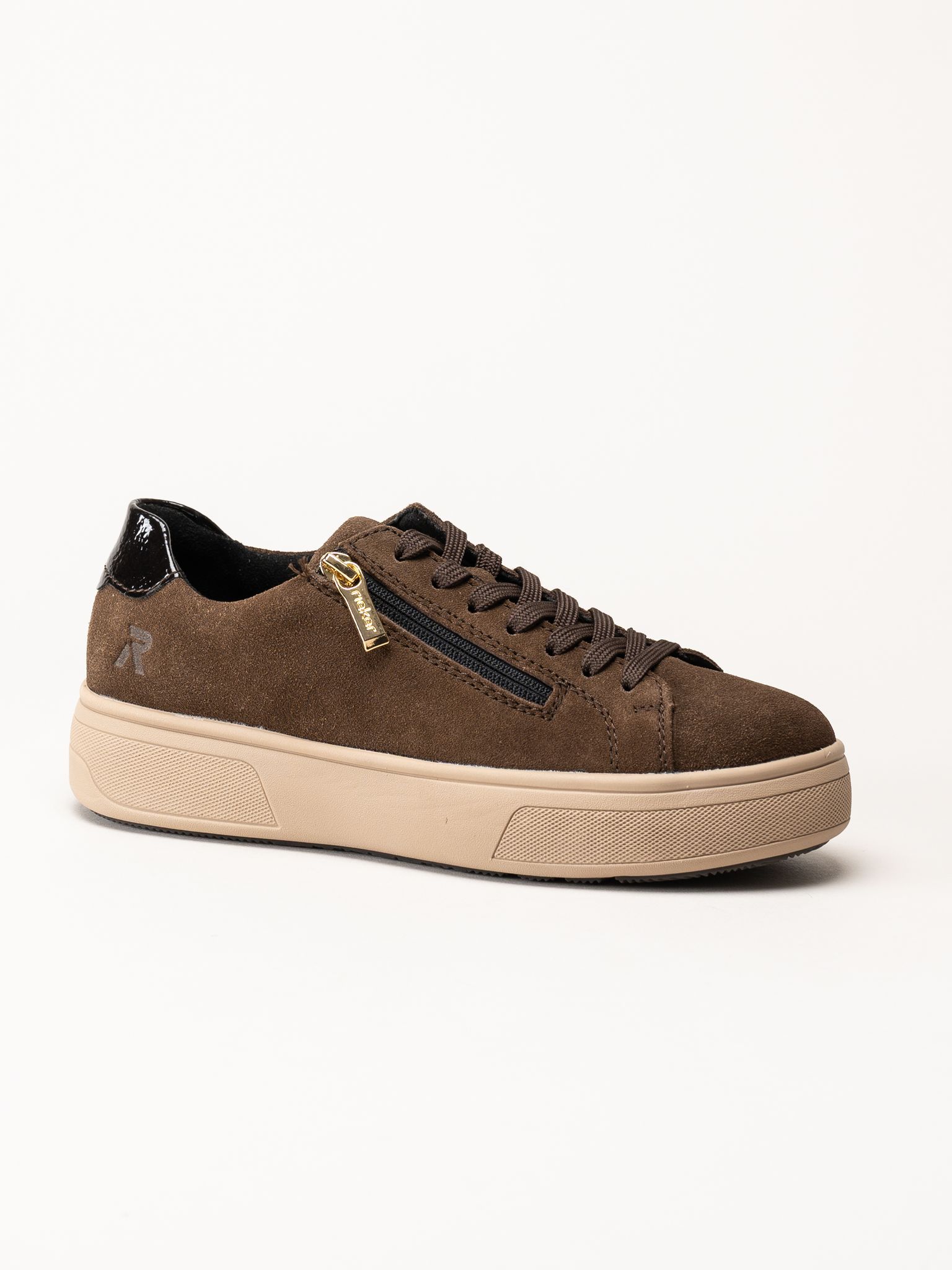 Rieker - Mörkbruna platåsneakers