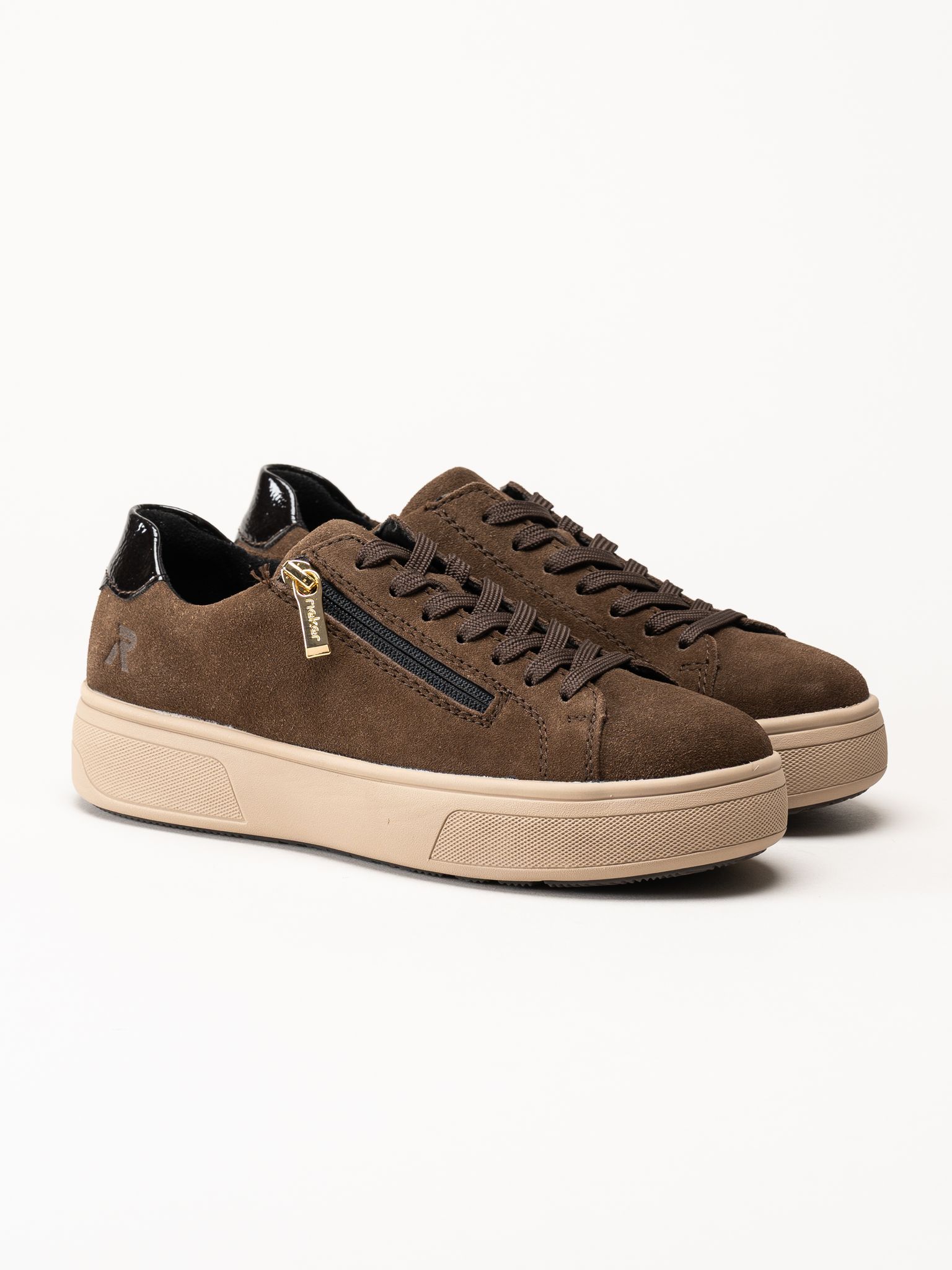 Rieker - Mörkbruna platåsneakers