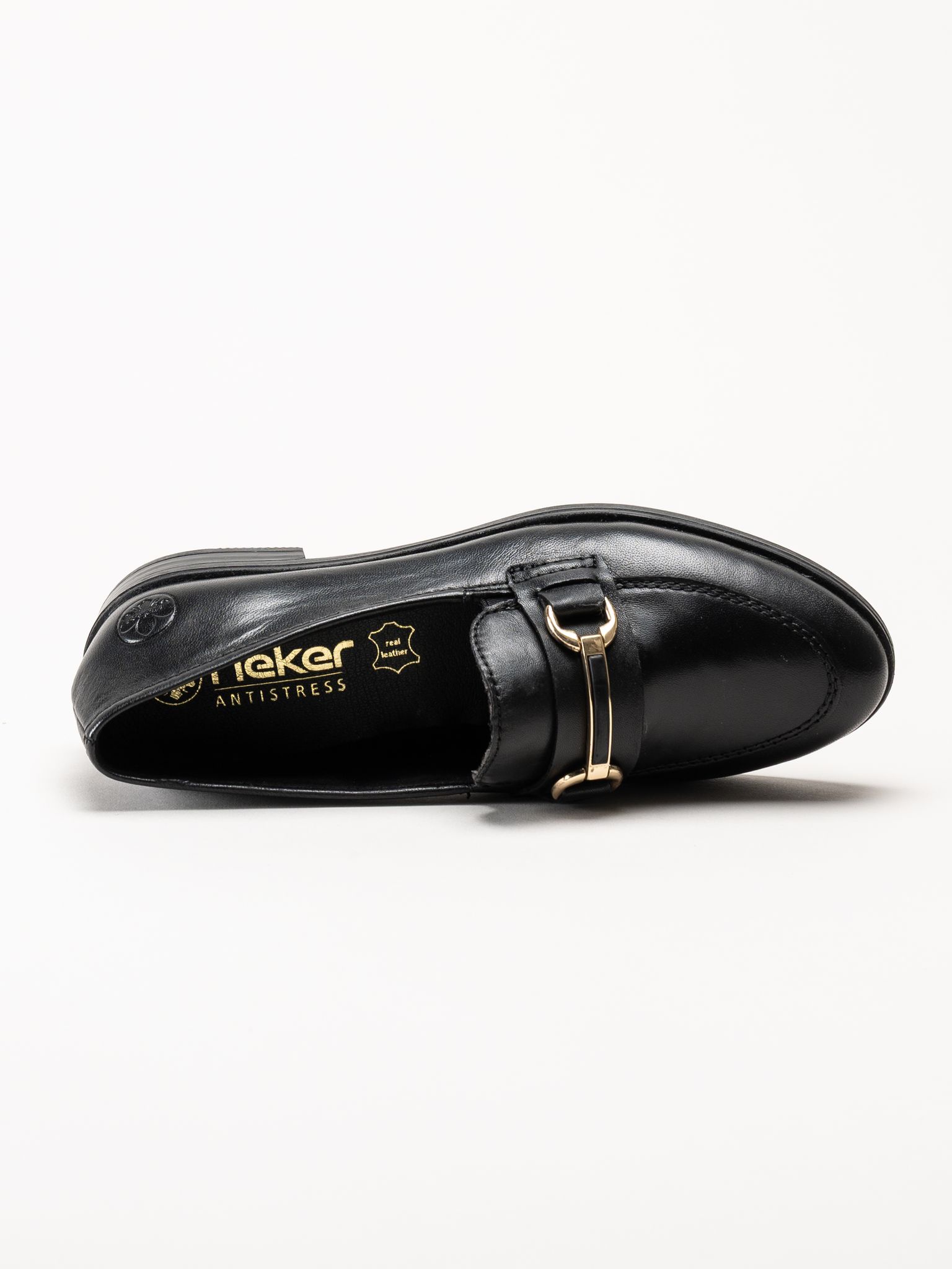 Rieker - Svarta loafers i skinn