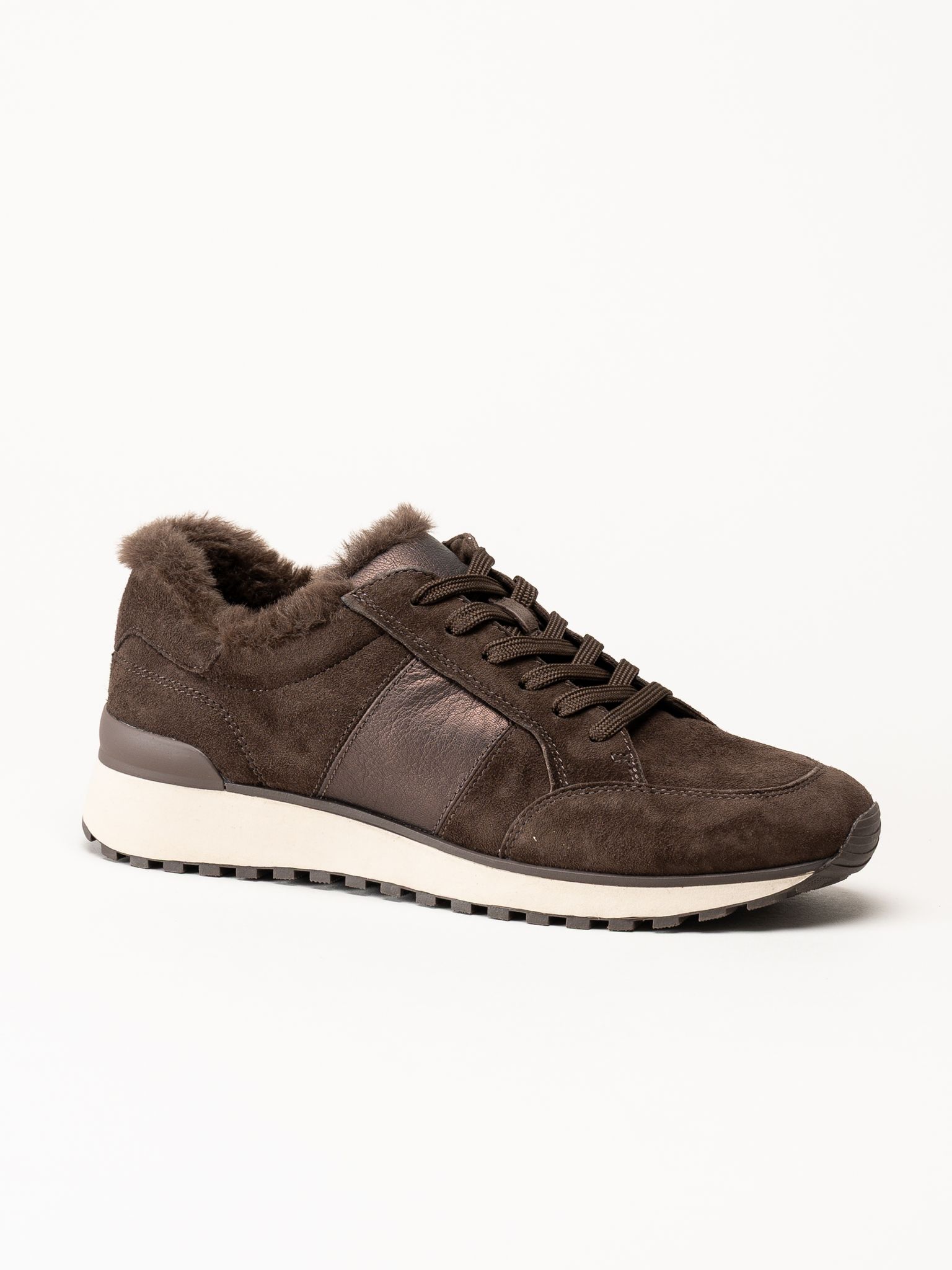Caprice - Mörkbruna fodrade sneakers