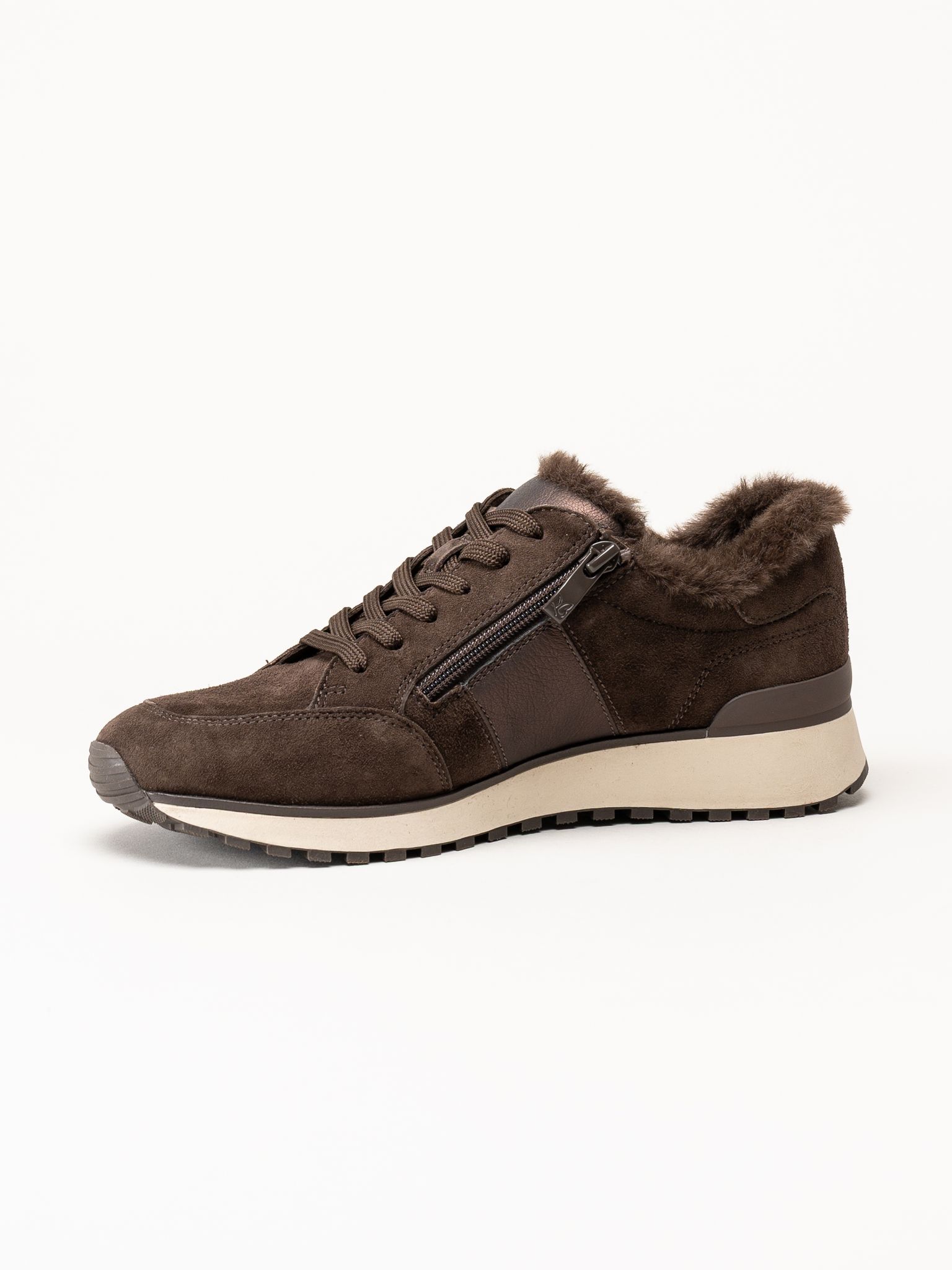 Caprice - Mörkbruna fodrade sneakers