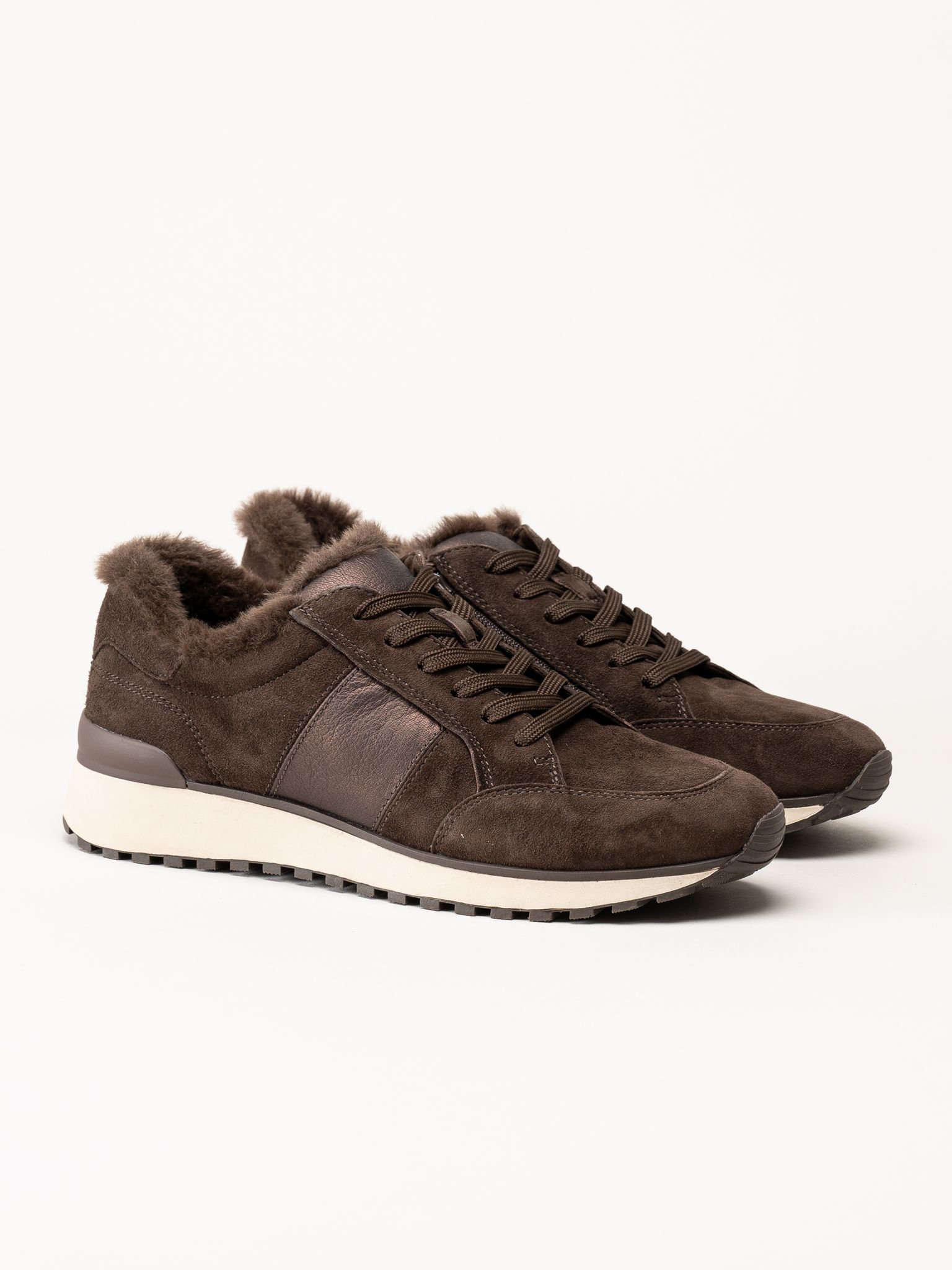 Caprice - Mörkbruna fodrade sneakers
