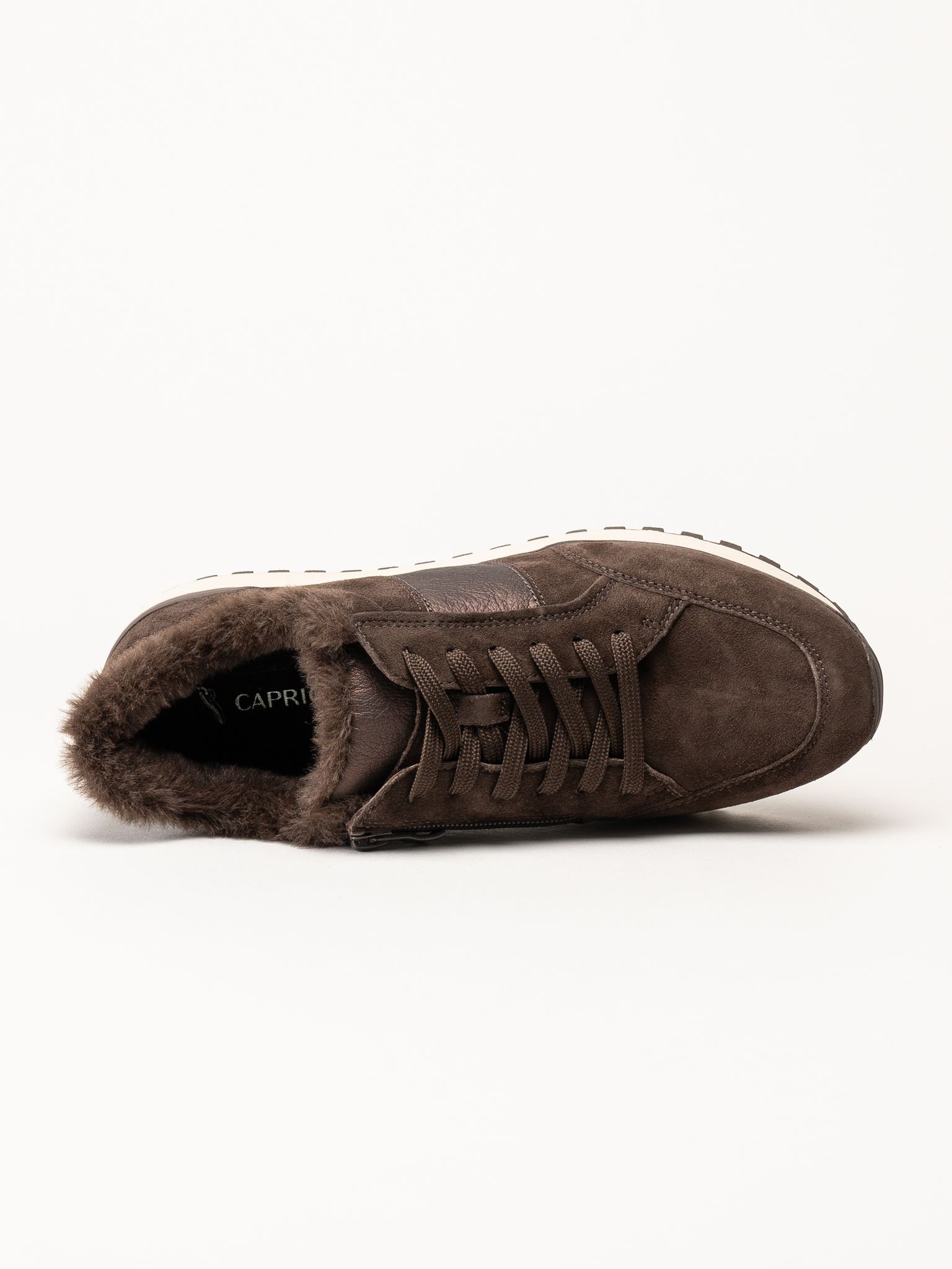 Caprice - Mörkbruna fodrade sneakers