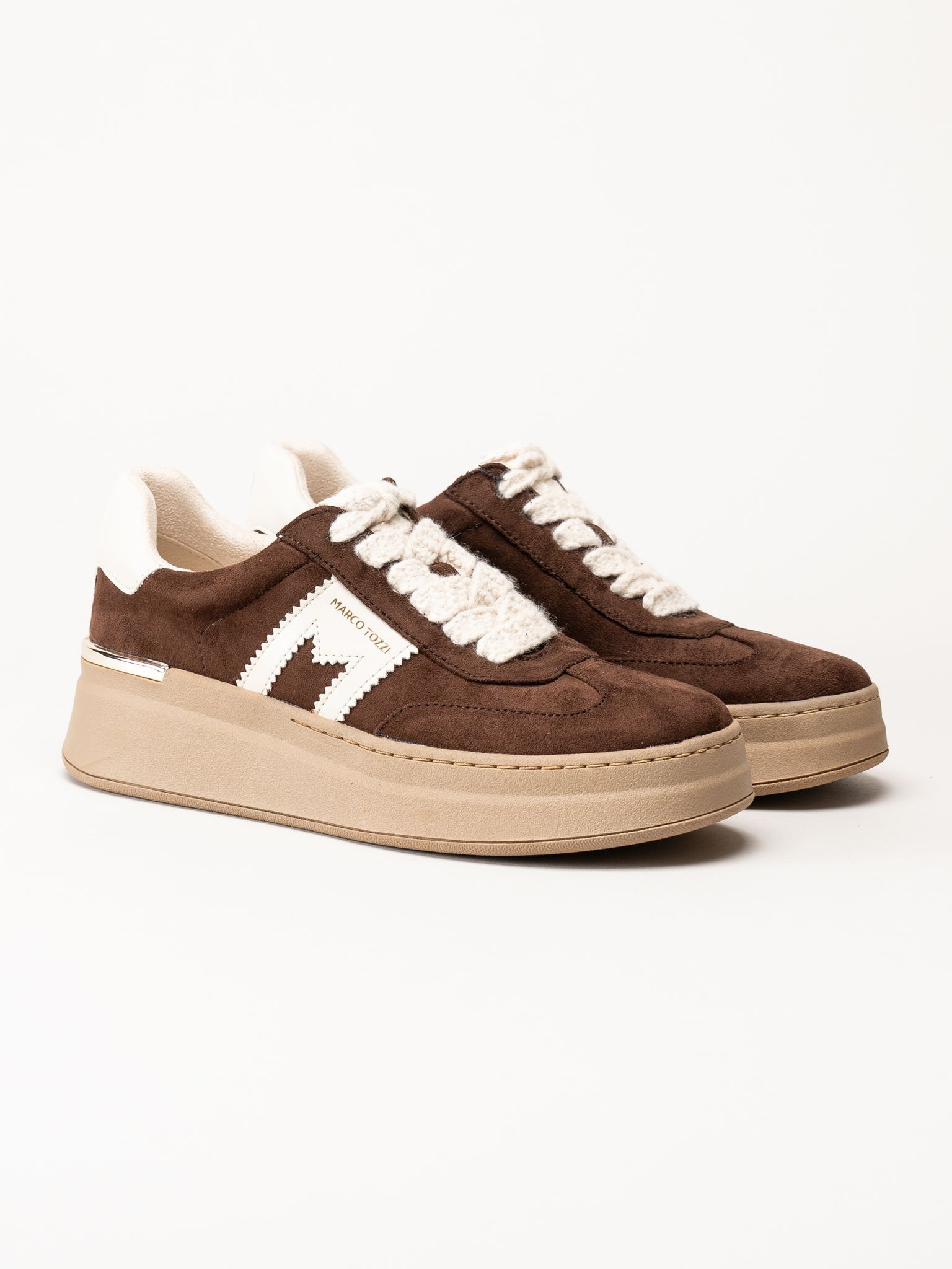 Marco Tozzi - Mörkbruna platåsneakers